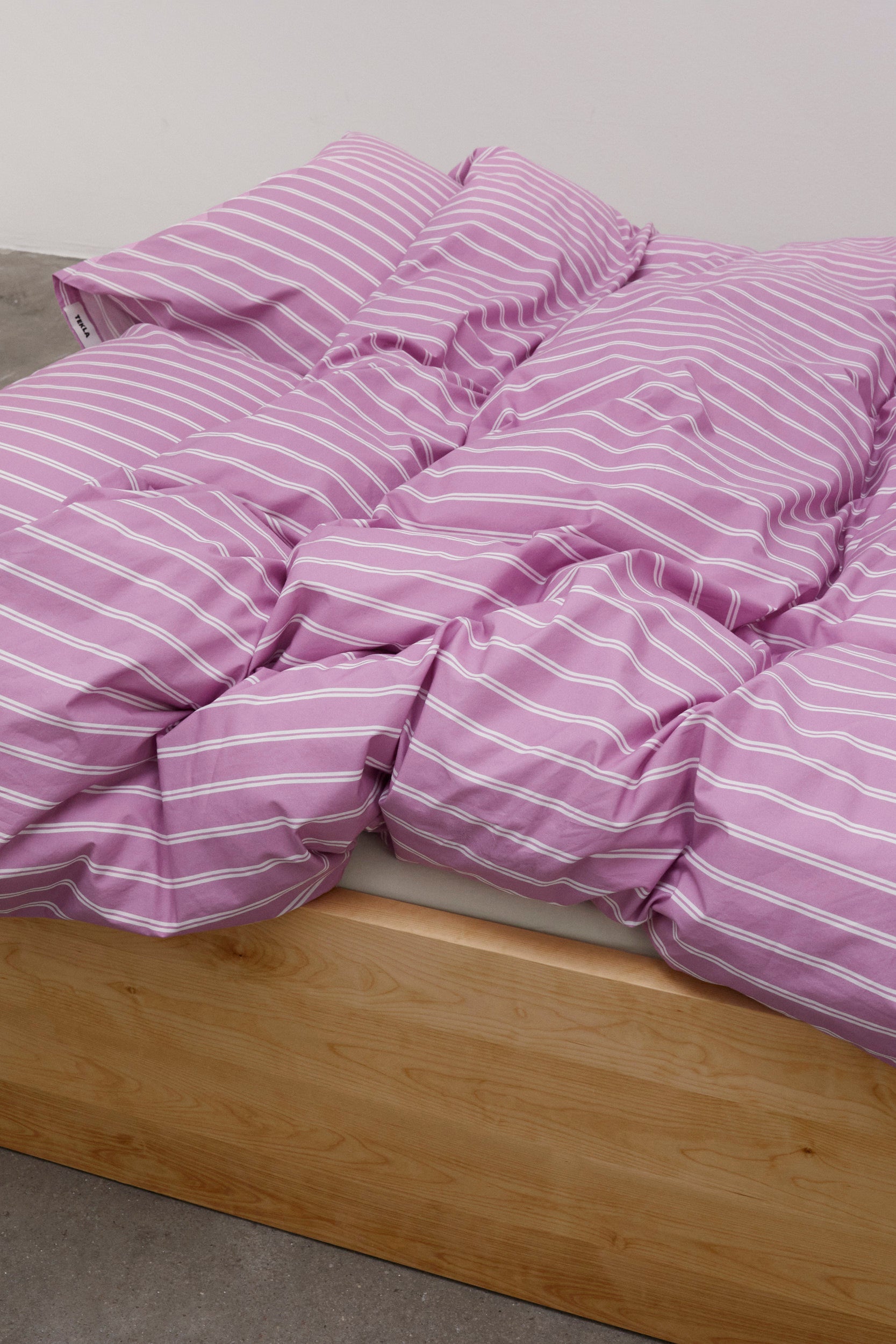 Percale Double Duvet Cover Mallow Pink Stripes
