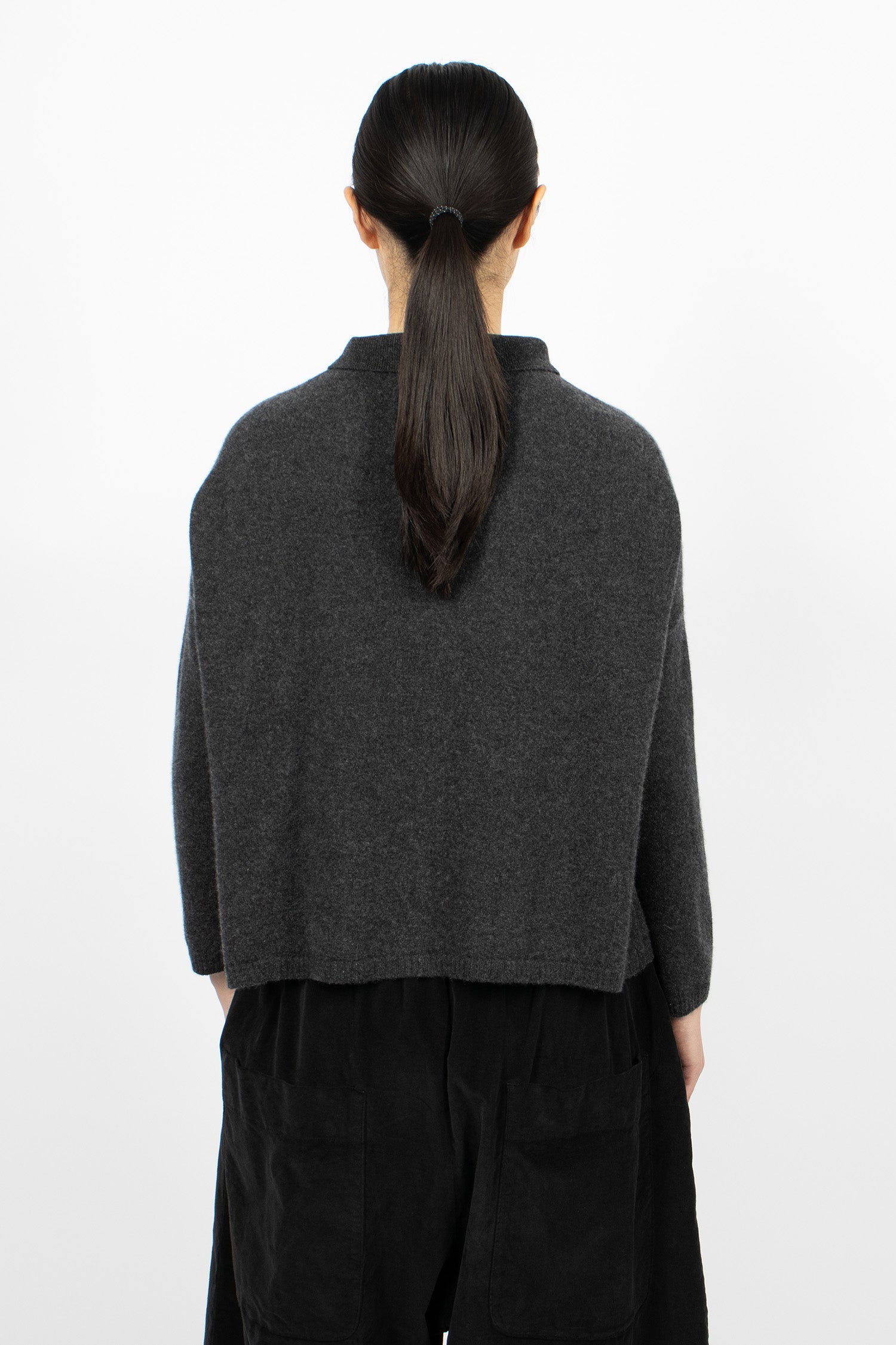 41_192 Cashmere Polo Aperta Almost Black