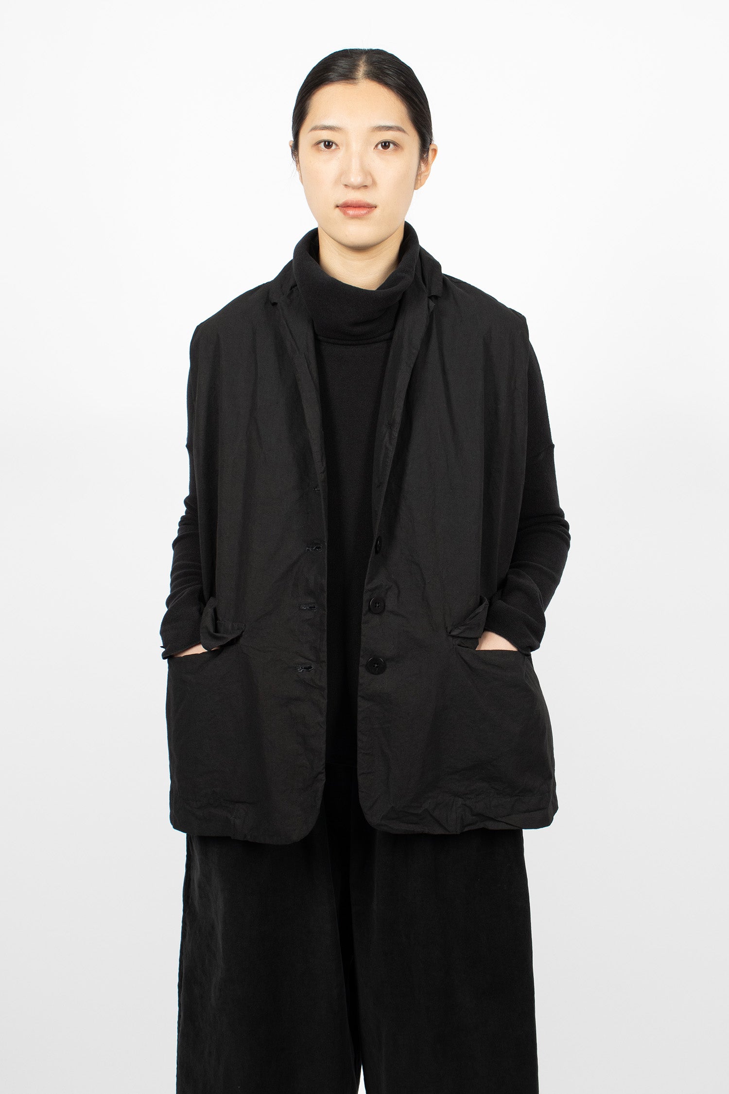 4429 Sleeveless Big Blazer CC Black