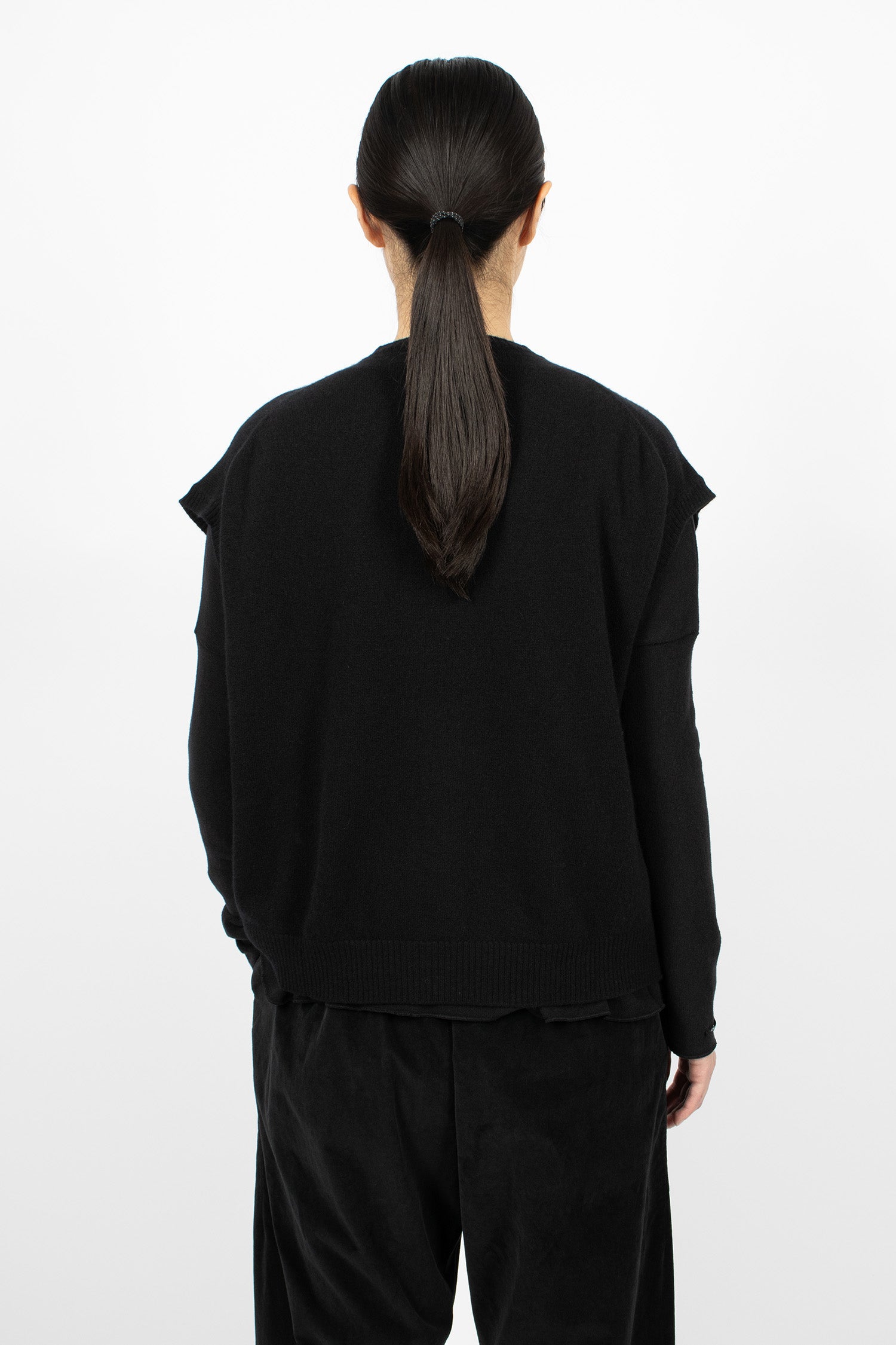 4434 Cashmere Open Vest Black