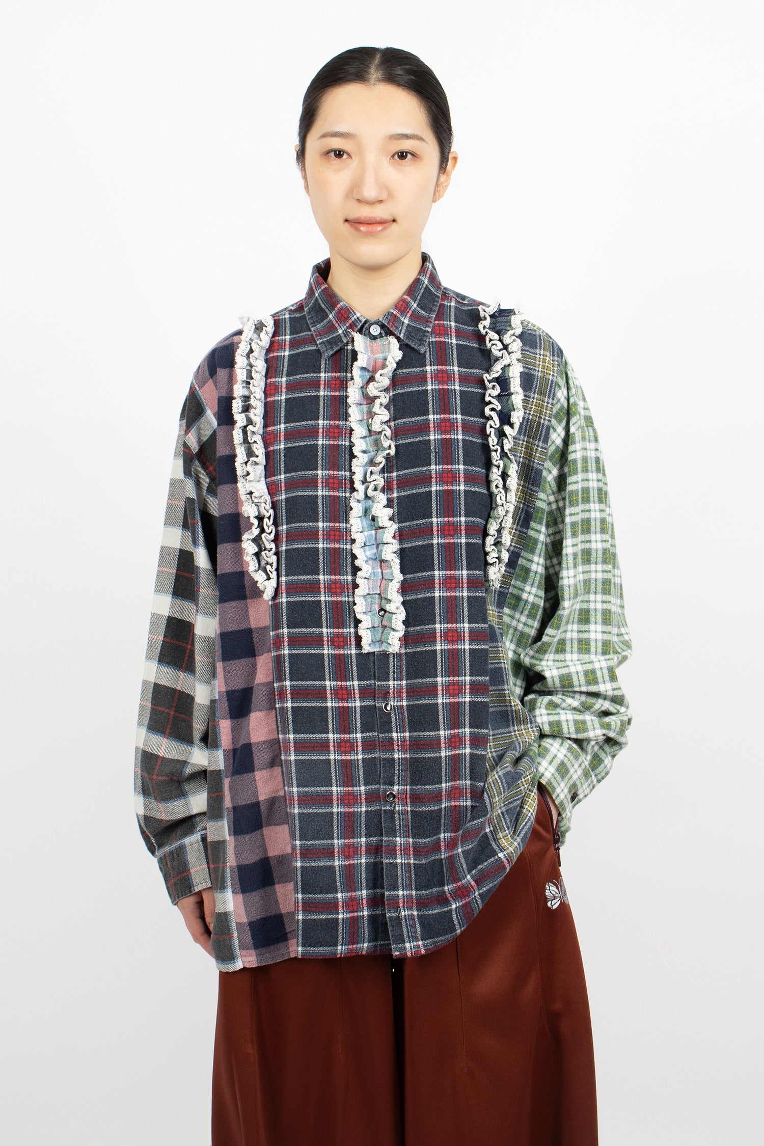 Rebuild 5 Cut Frill Flannel Shirt Assorted 1