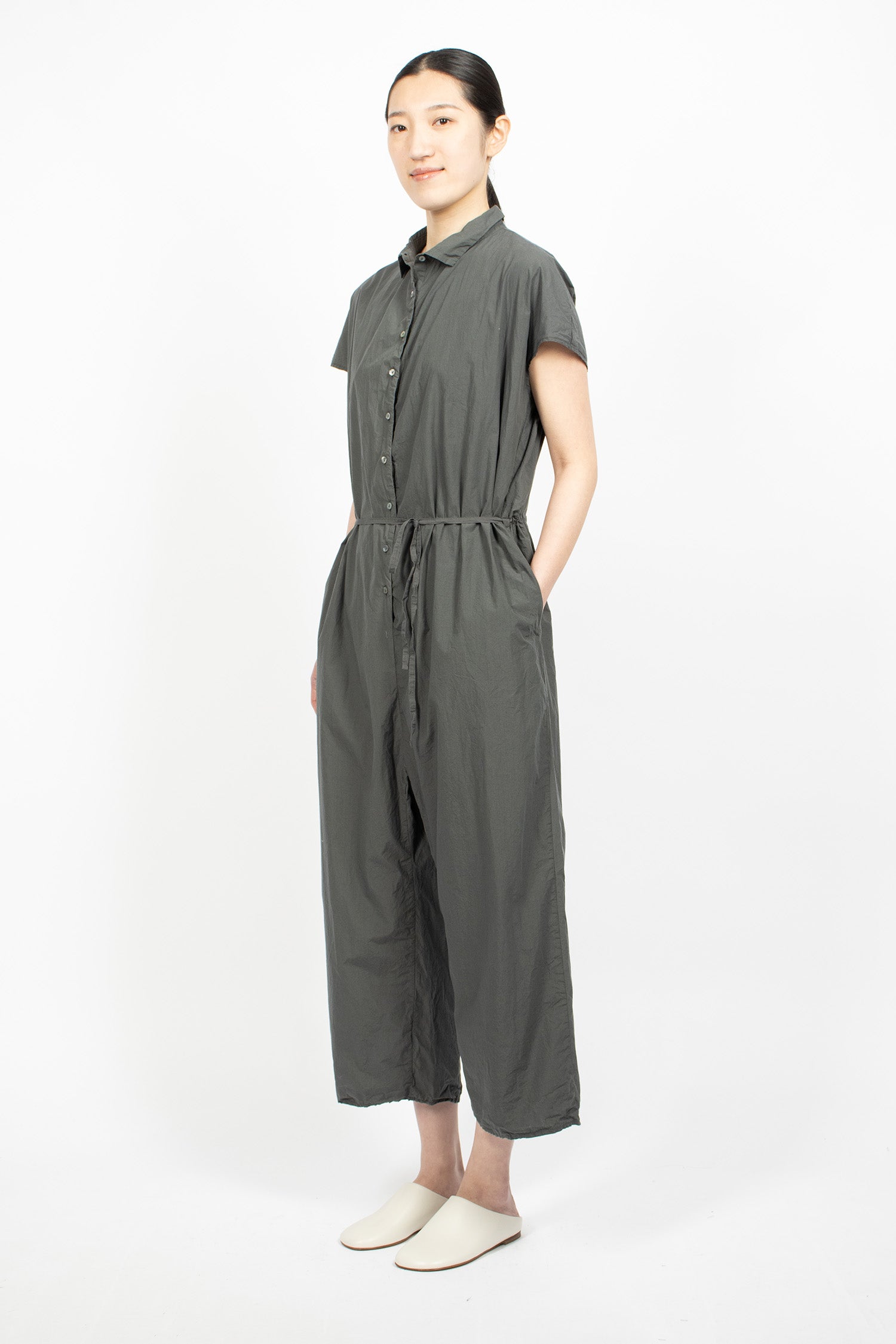 60_09 Sleeveless Collar Jumpsuit TC Thyme