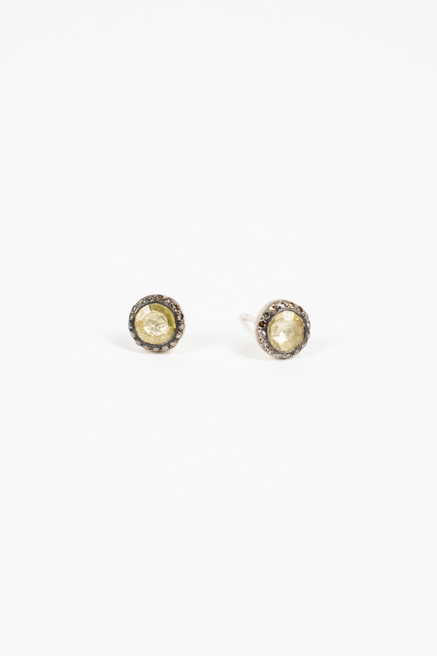 Belquis Stud Earrings Lemon Quartz/Cognac Diamond
