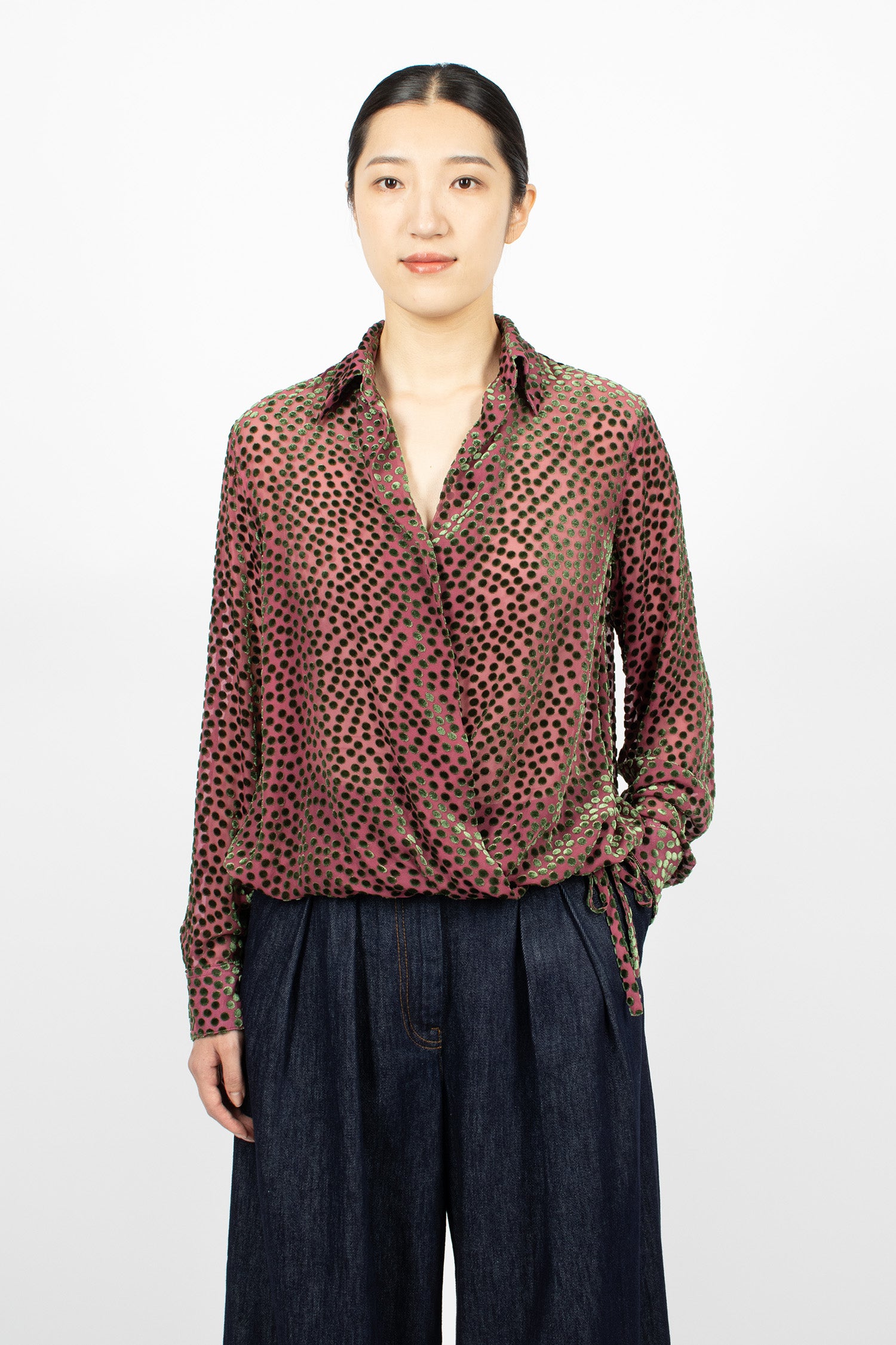 Devoré Wrap Shirt Dark Pink