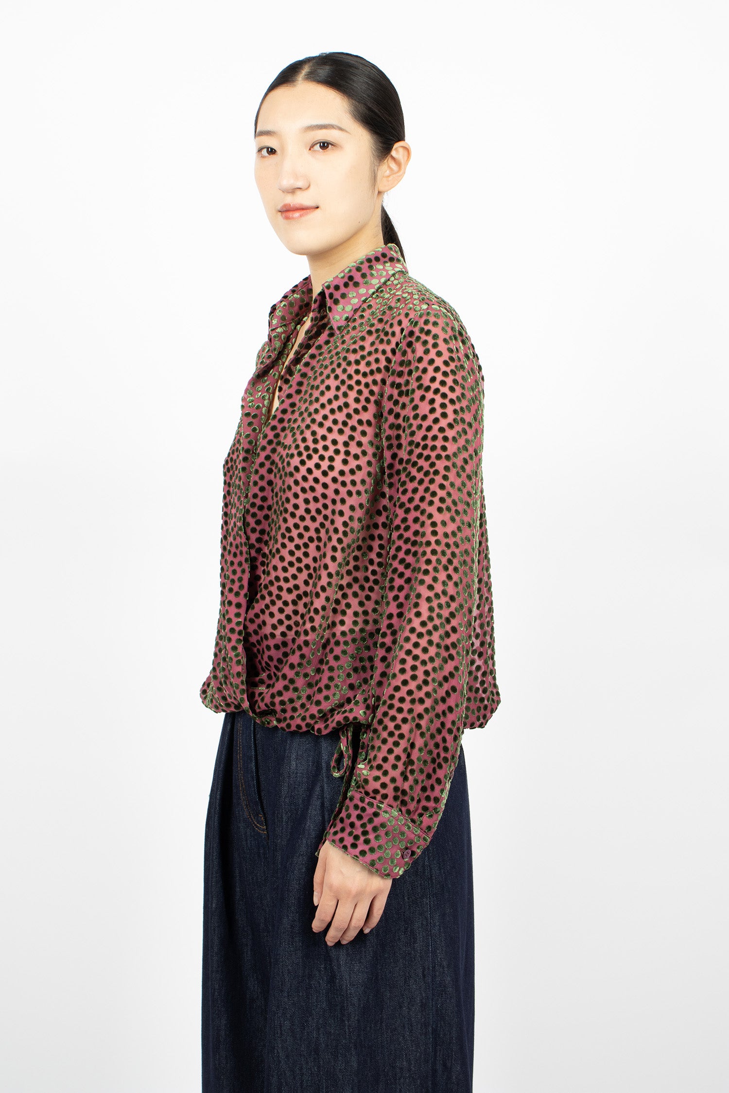 Devoré Wrap Shirt Dark Pink