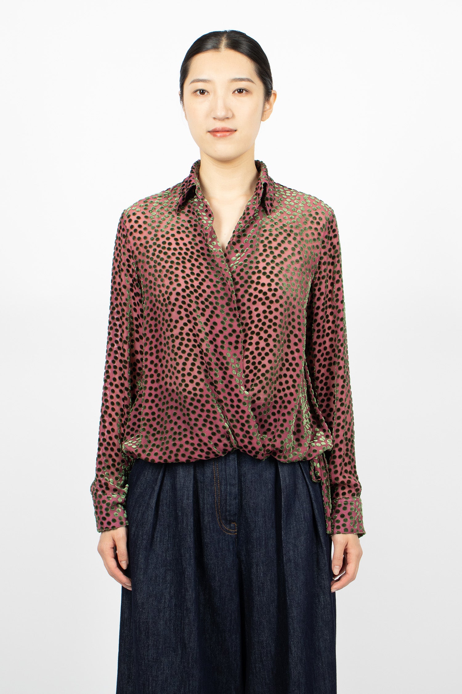Devoré Wrap Shirt Dark Pink