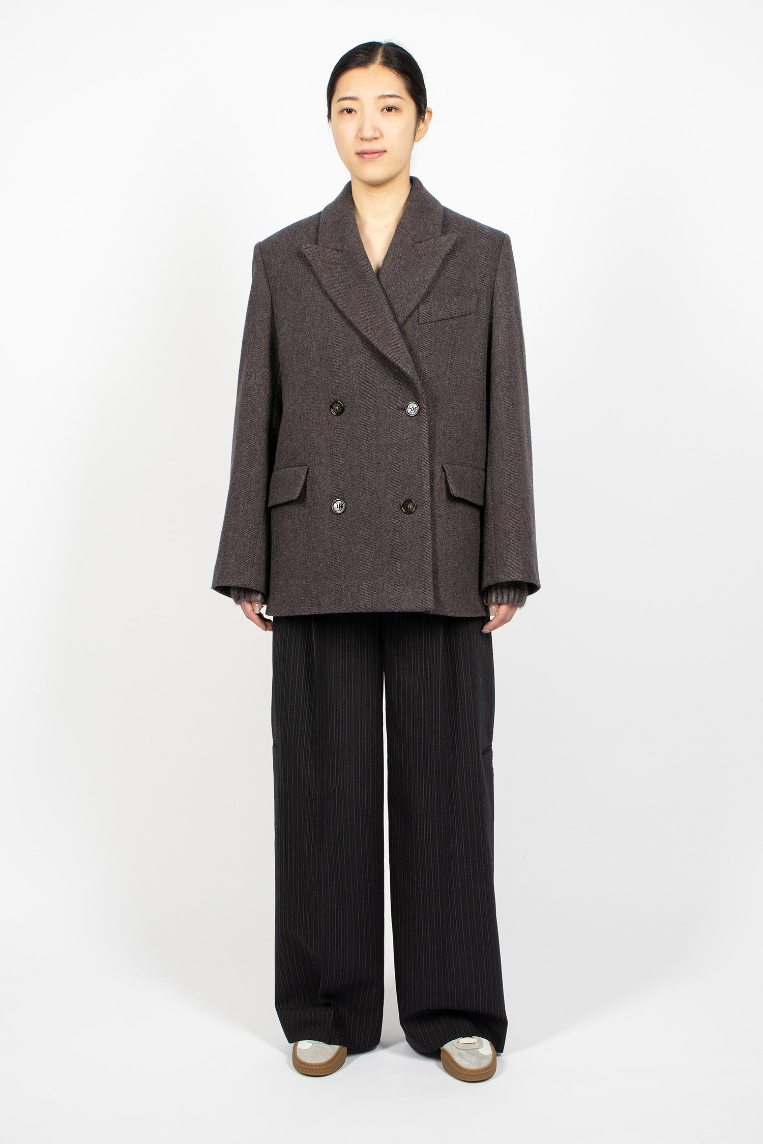 Double Breasted Jacket Brown Melange