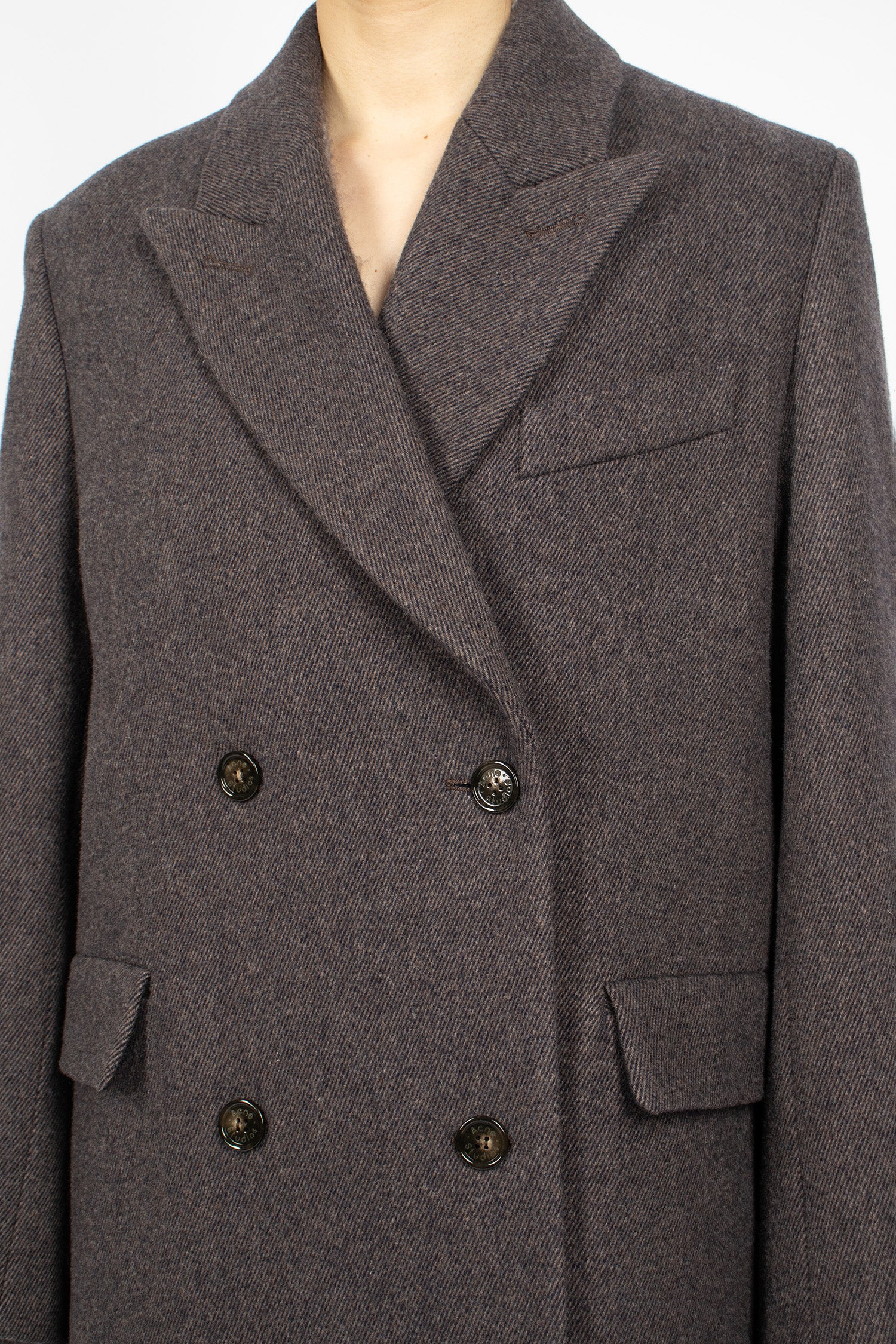Double Breasted Jacket Brown Melange