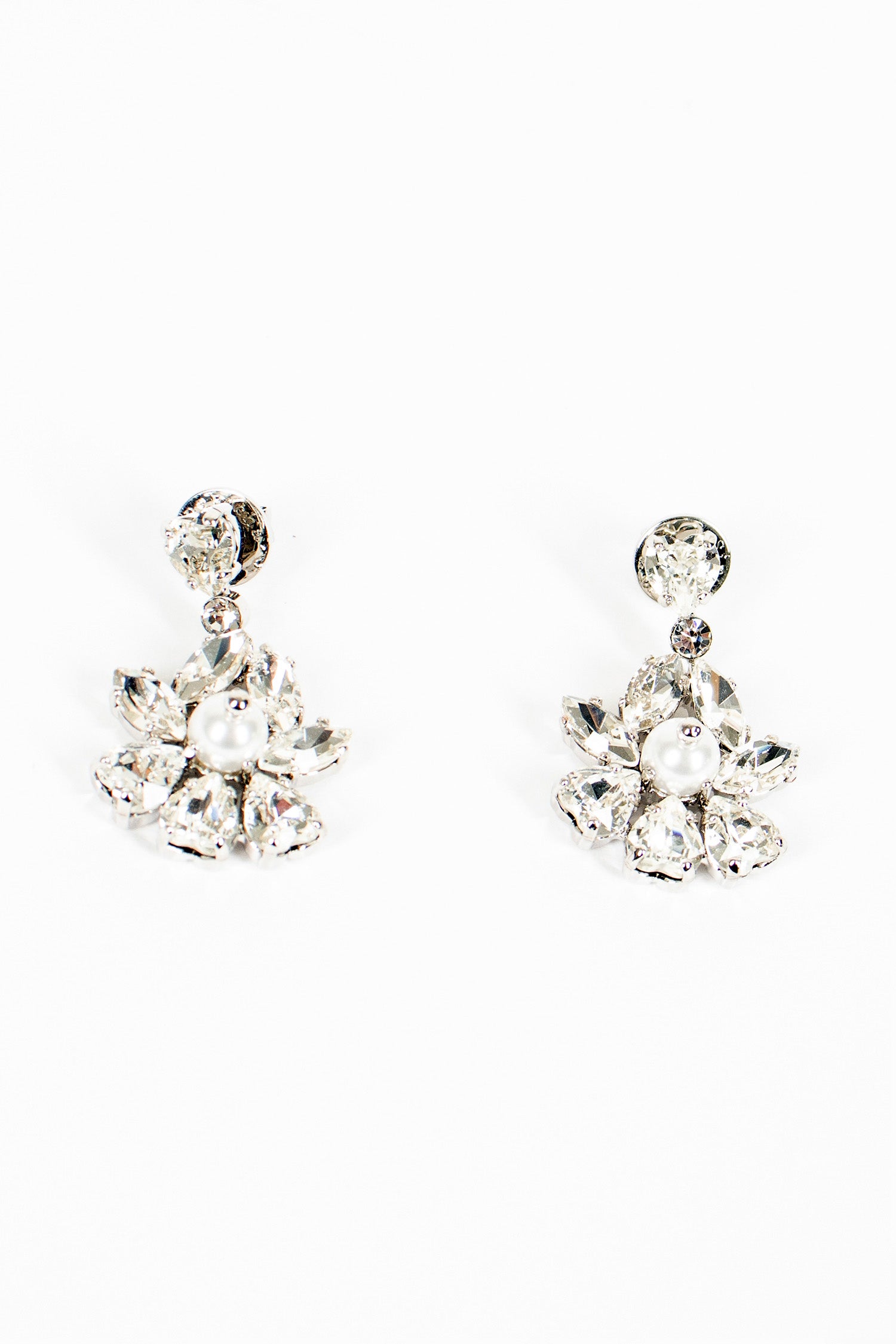 Heartbloom Drop Earrings Crystal/Pearl