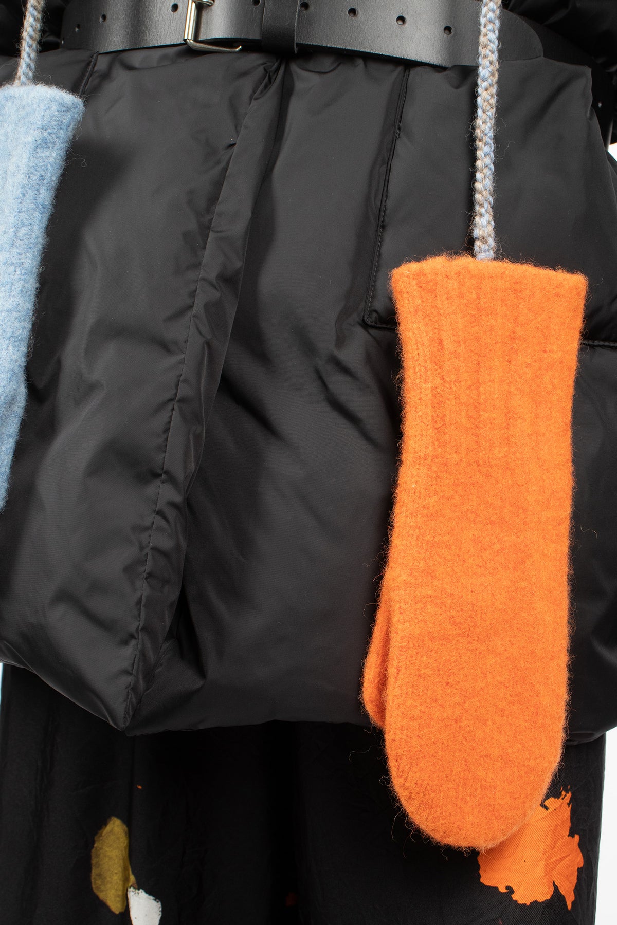 Wool Felt Braid Gloves Light Blue/Orange