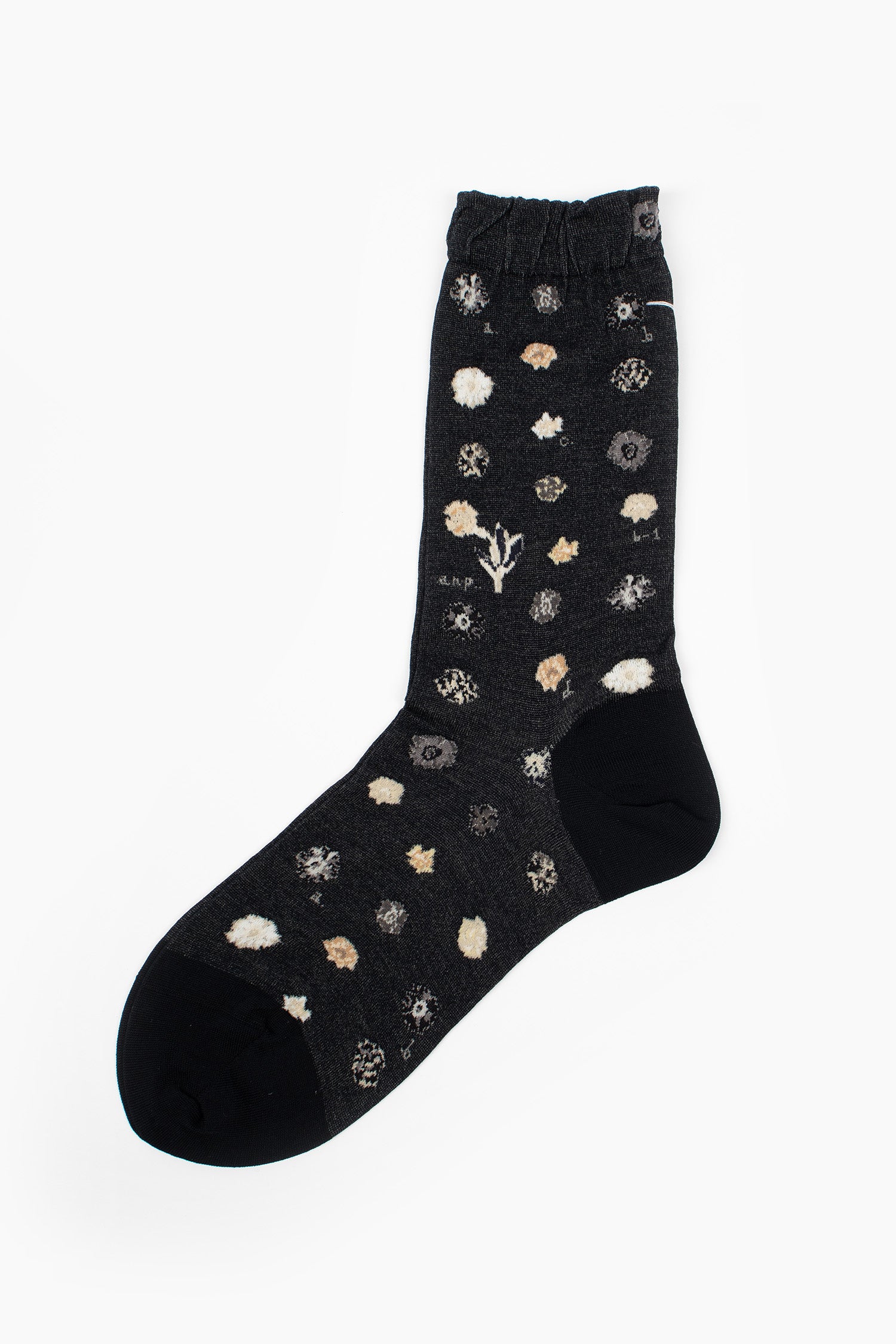 AM-800 Polka Flower Socks Black