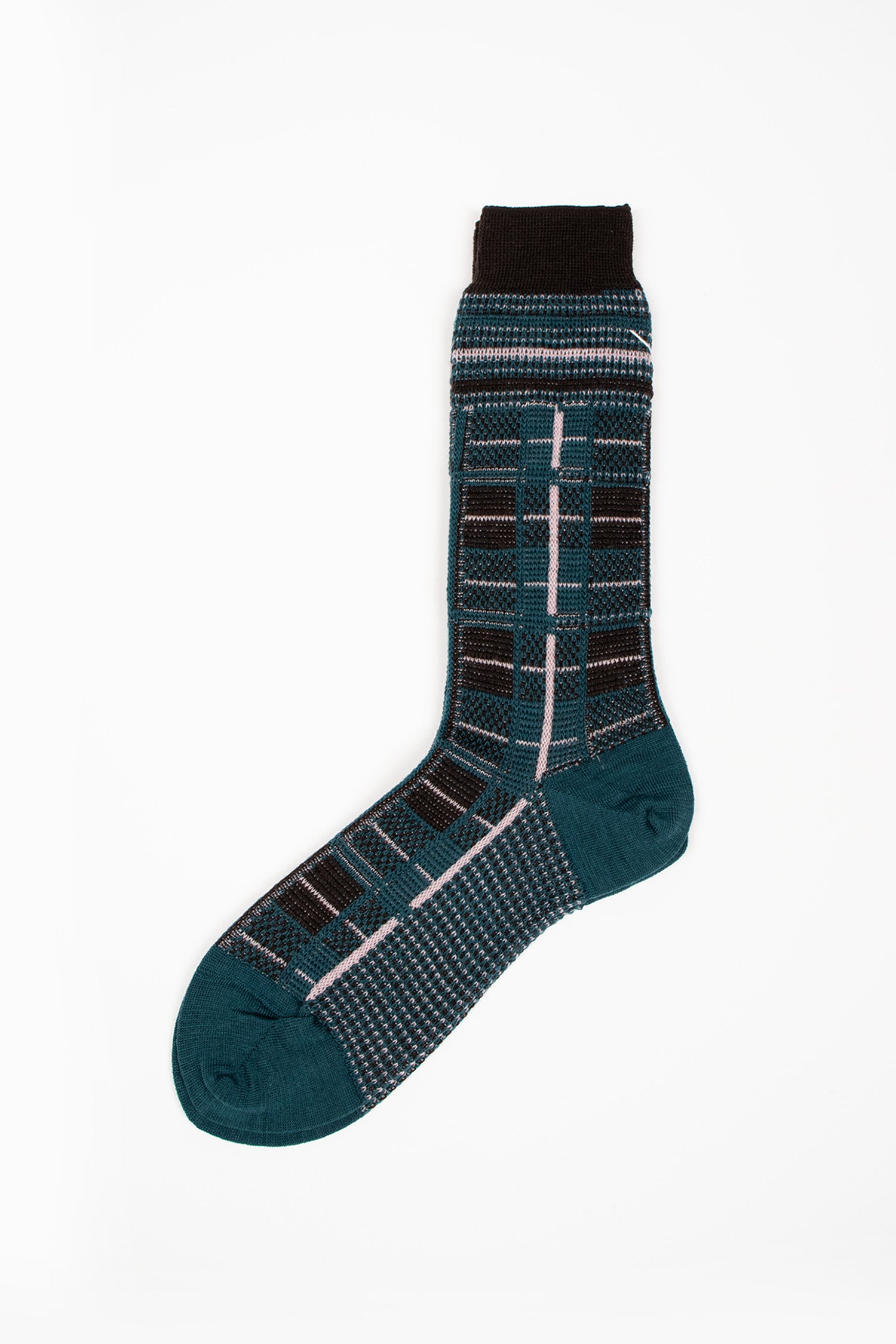 AM-757B Tartan Check Socks Turquoise