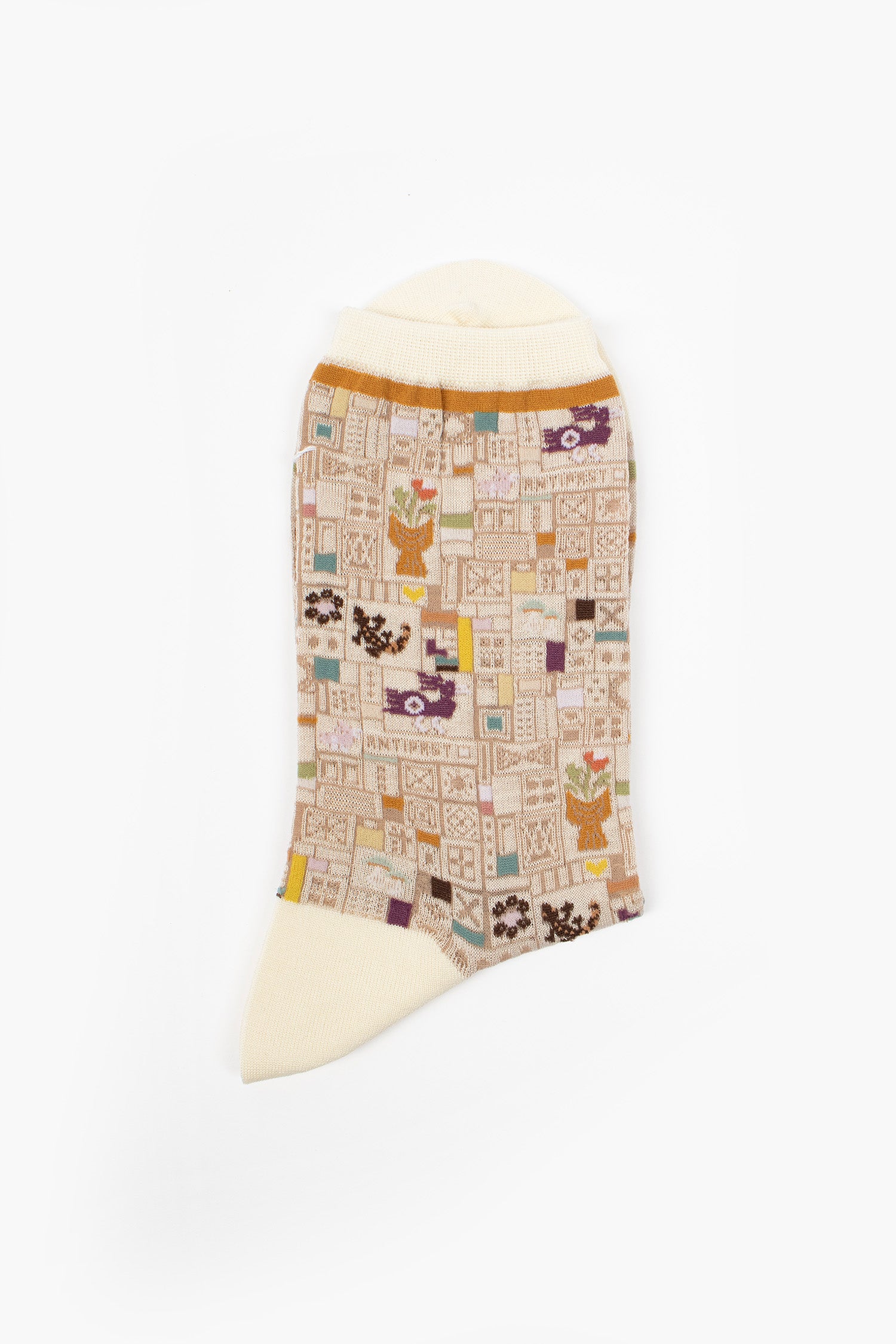 AM-803 Mosaic Tiles Socks Ivory