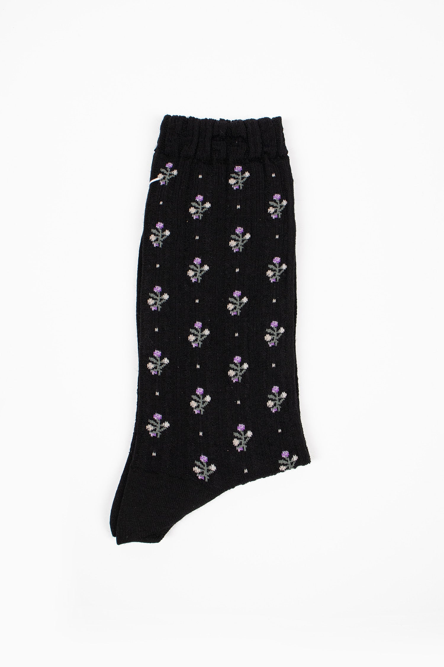 KT-176S Flower Stripe Socks Black
