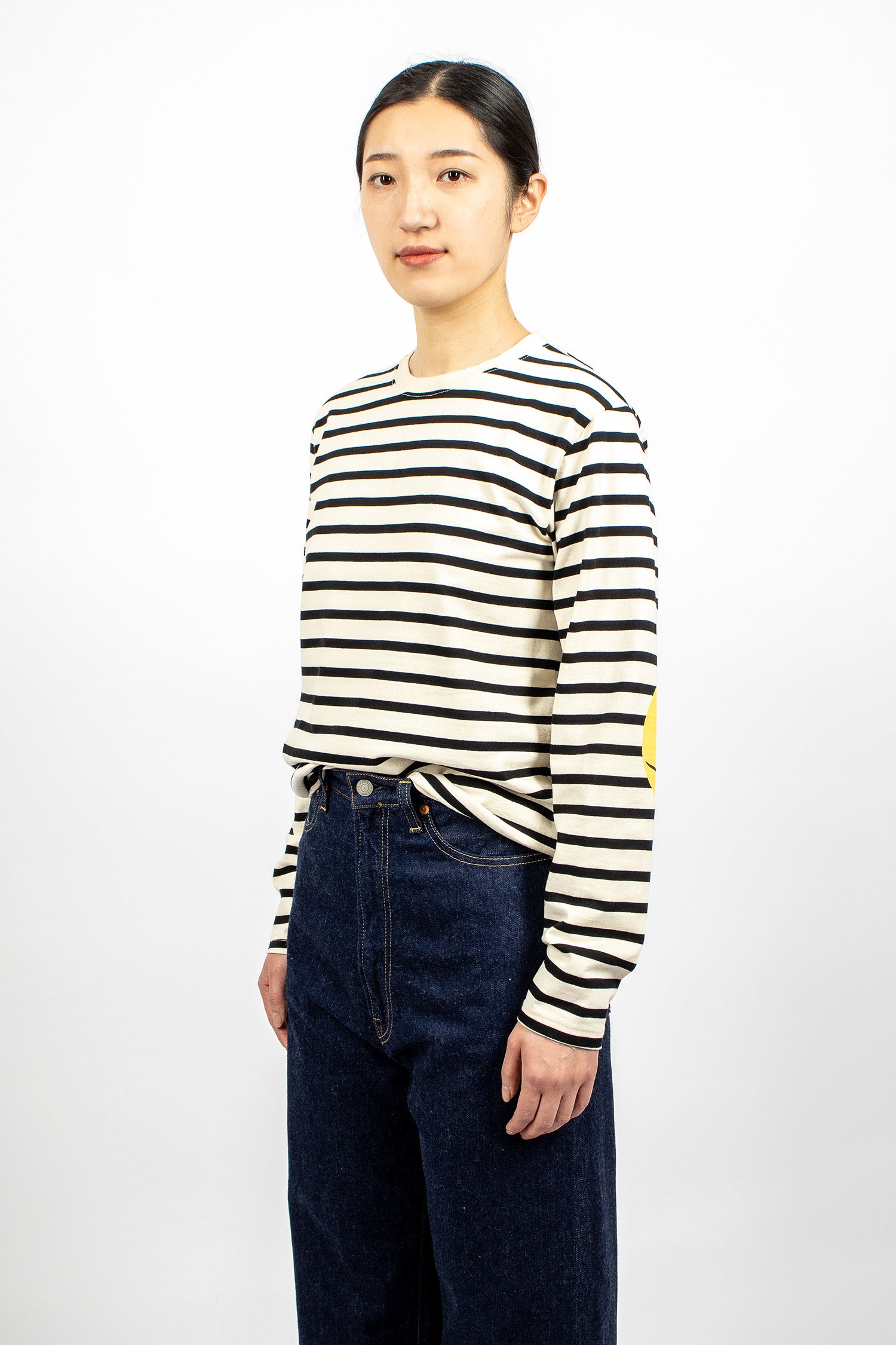 Rainbowy Stripe LS T-Shirt Ecru/Black