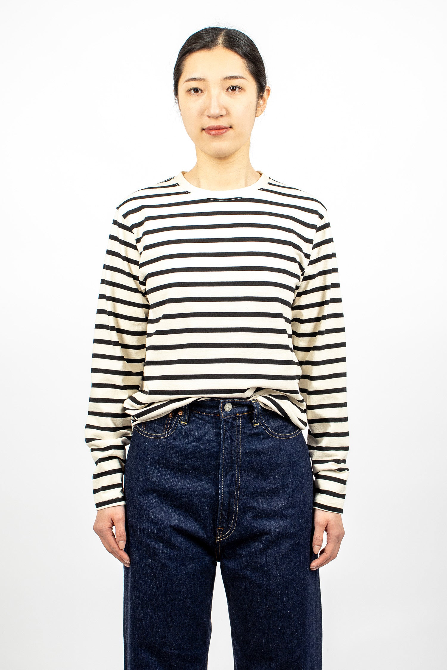 Rainbowy Stripe LS T-Shirt Ecru/Black