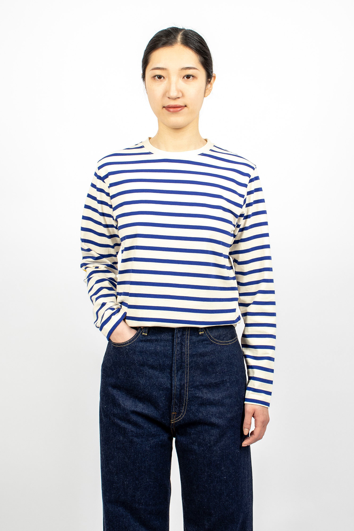 Rainbowy Stripe LS T-Shirt Ecru/Blue