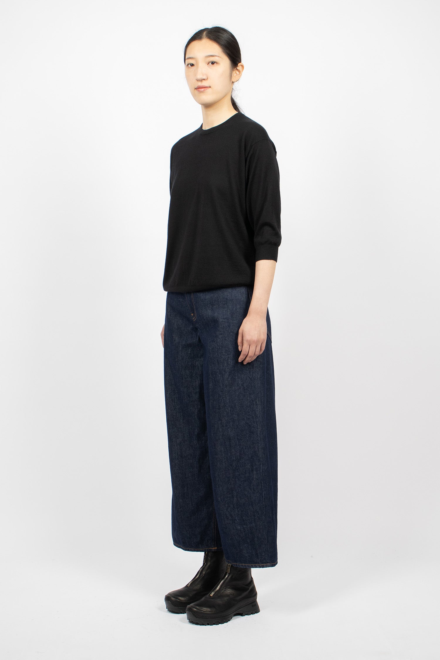 Cropped Roomy Jeans Rinsed Raw