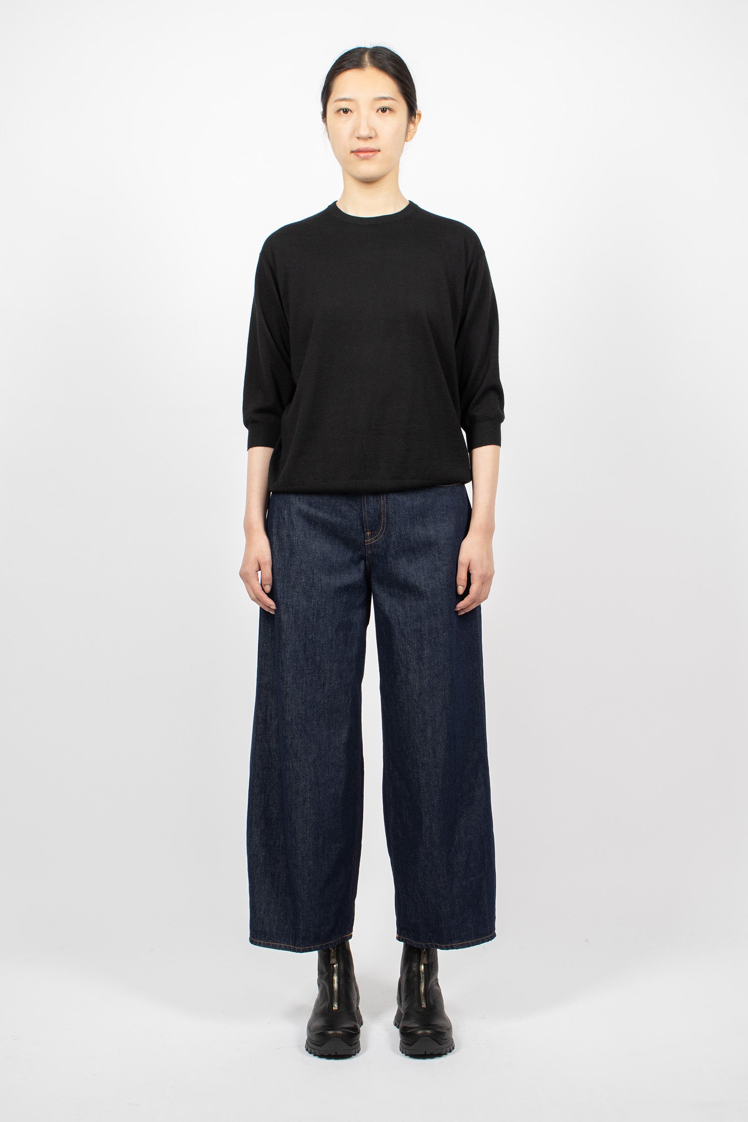 Cropped Roomy Jeans Rinsed Raw