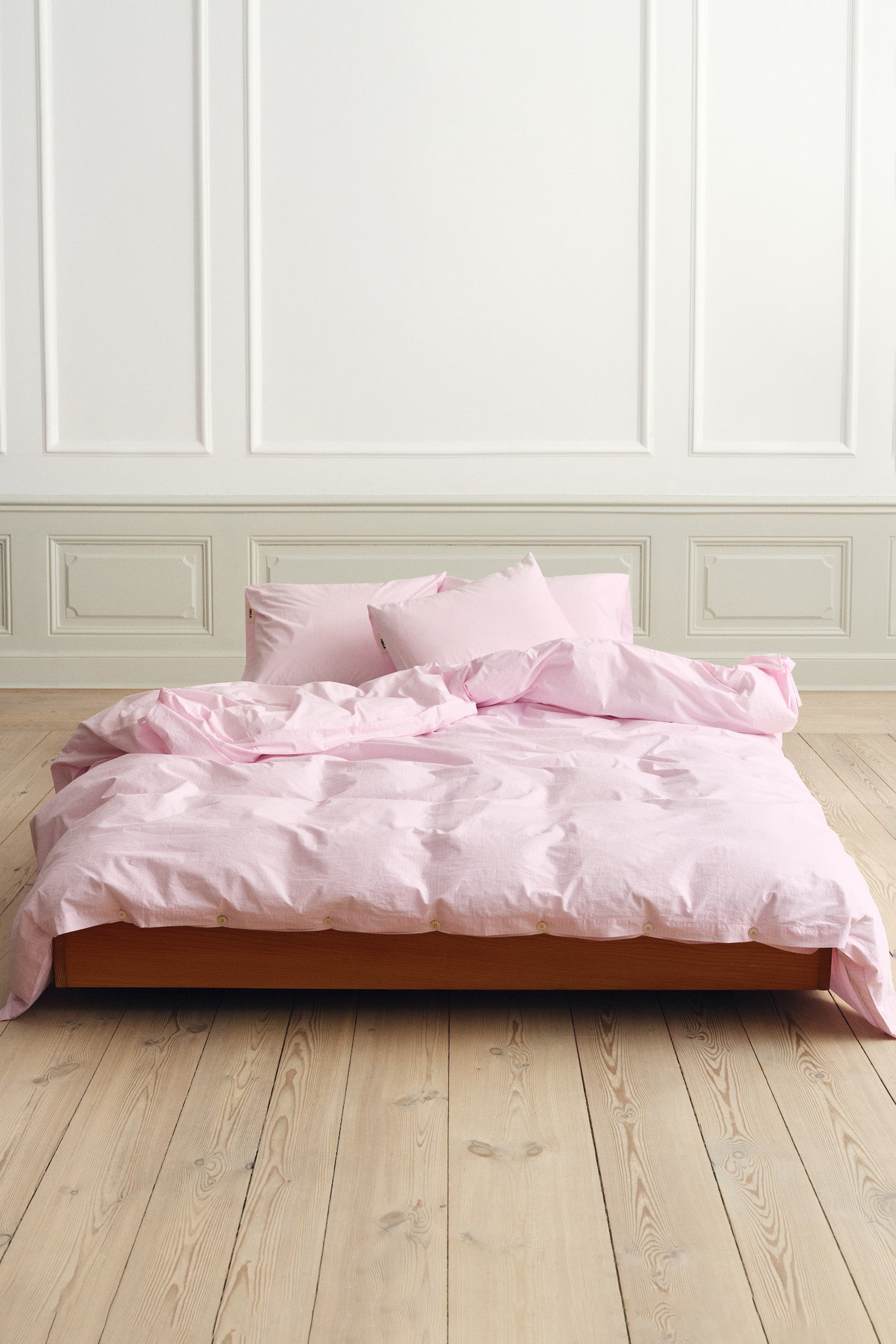 Percale Double Duvet Cover Petal Pink Stripes