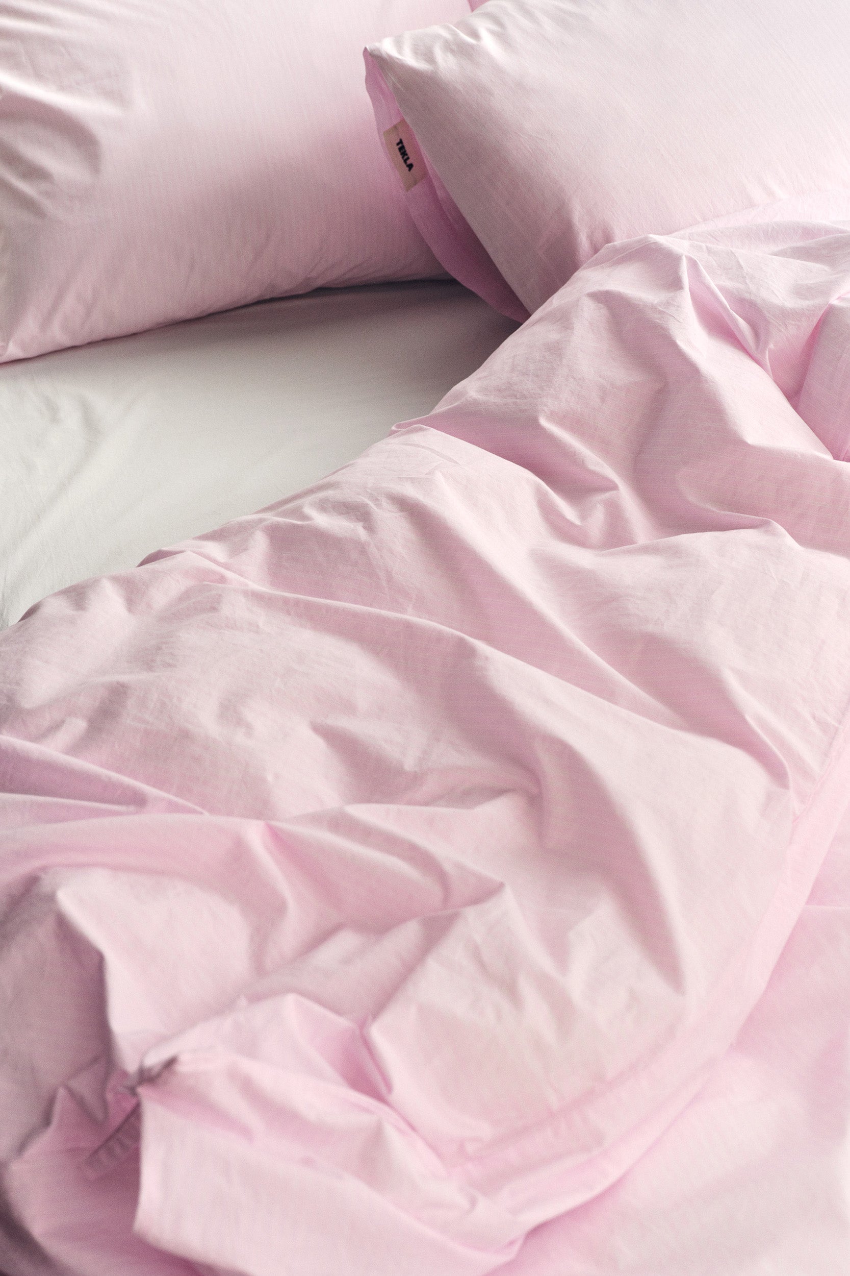 Percale King Duvet Cover Petal Pink Stripes