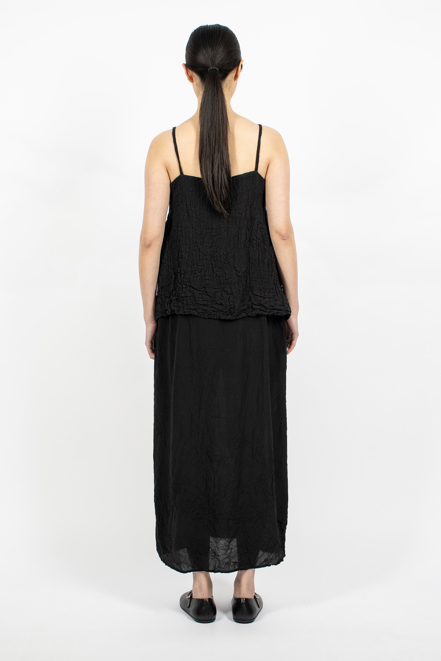 Reversible Double-Layered Slip Dress Black