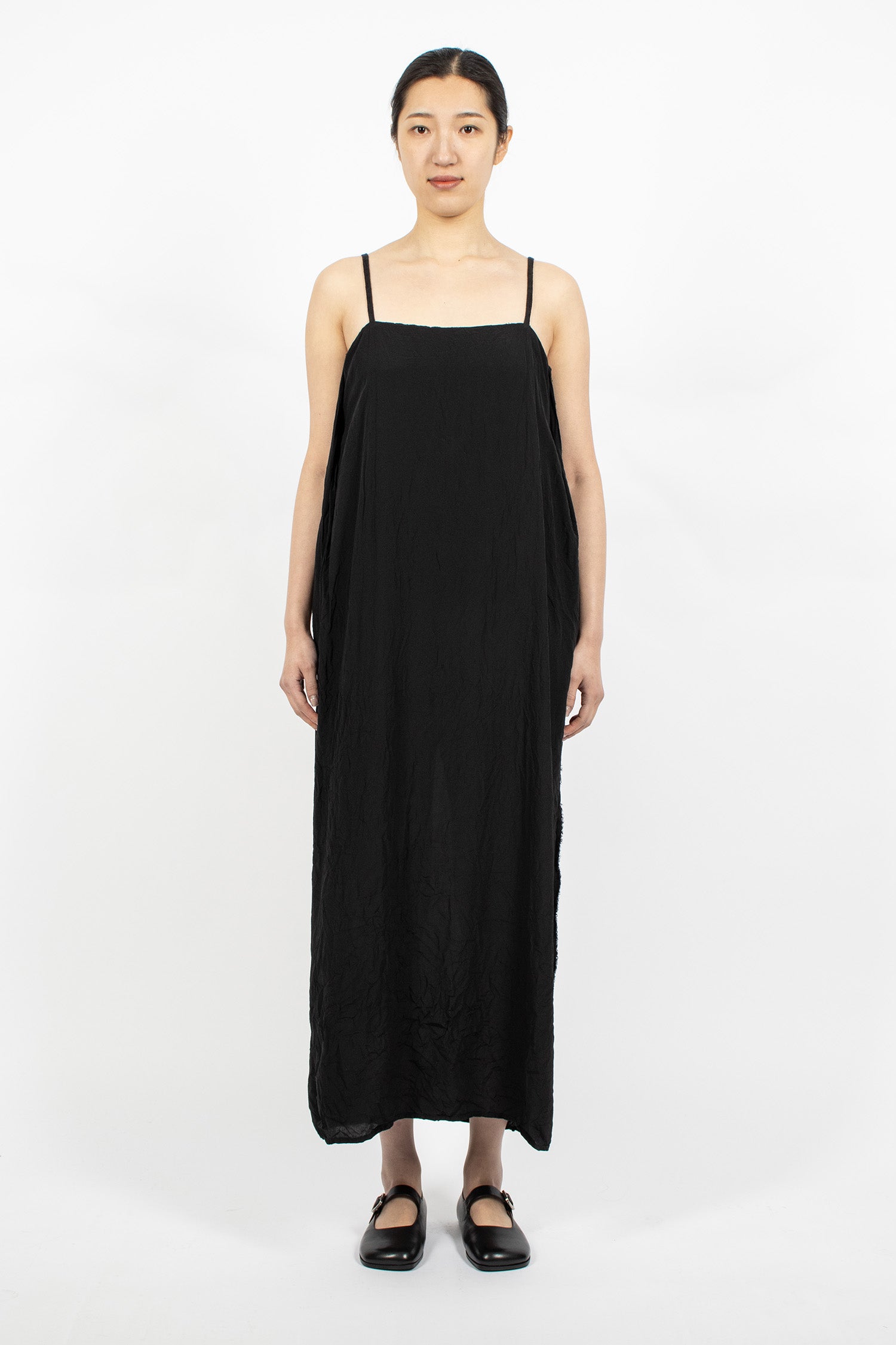 Reversible Double-Layered Slip Dress Black