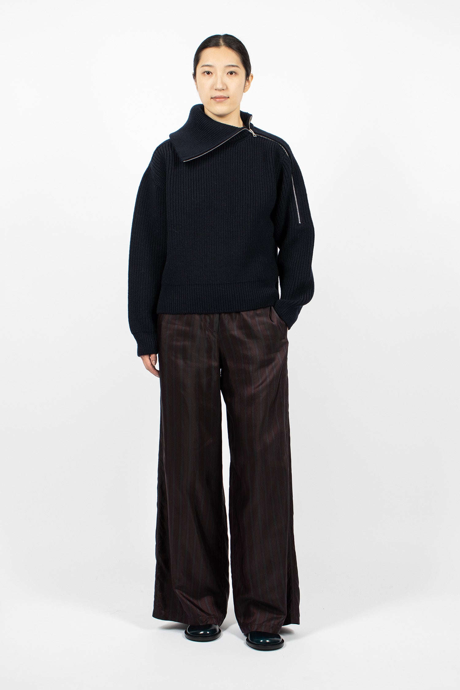 Zipped Wool Sweater Black