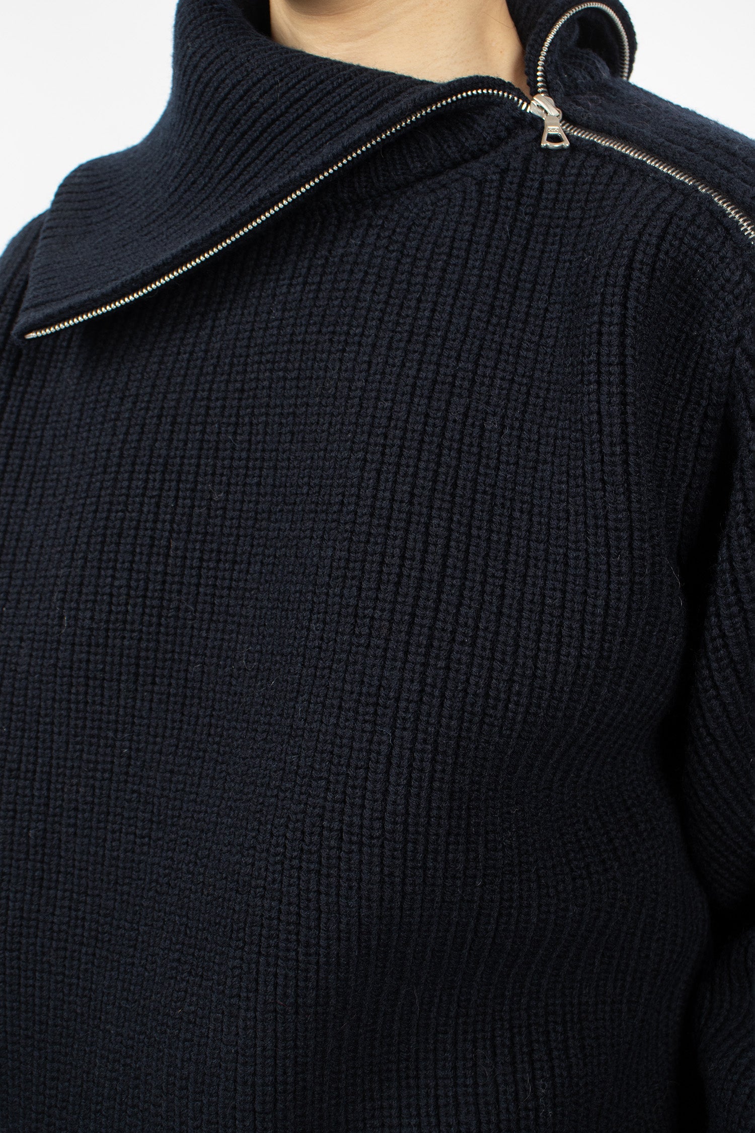 Zipped Wool Sweater Black