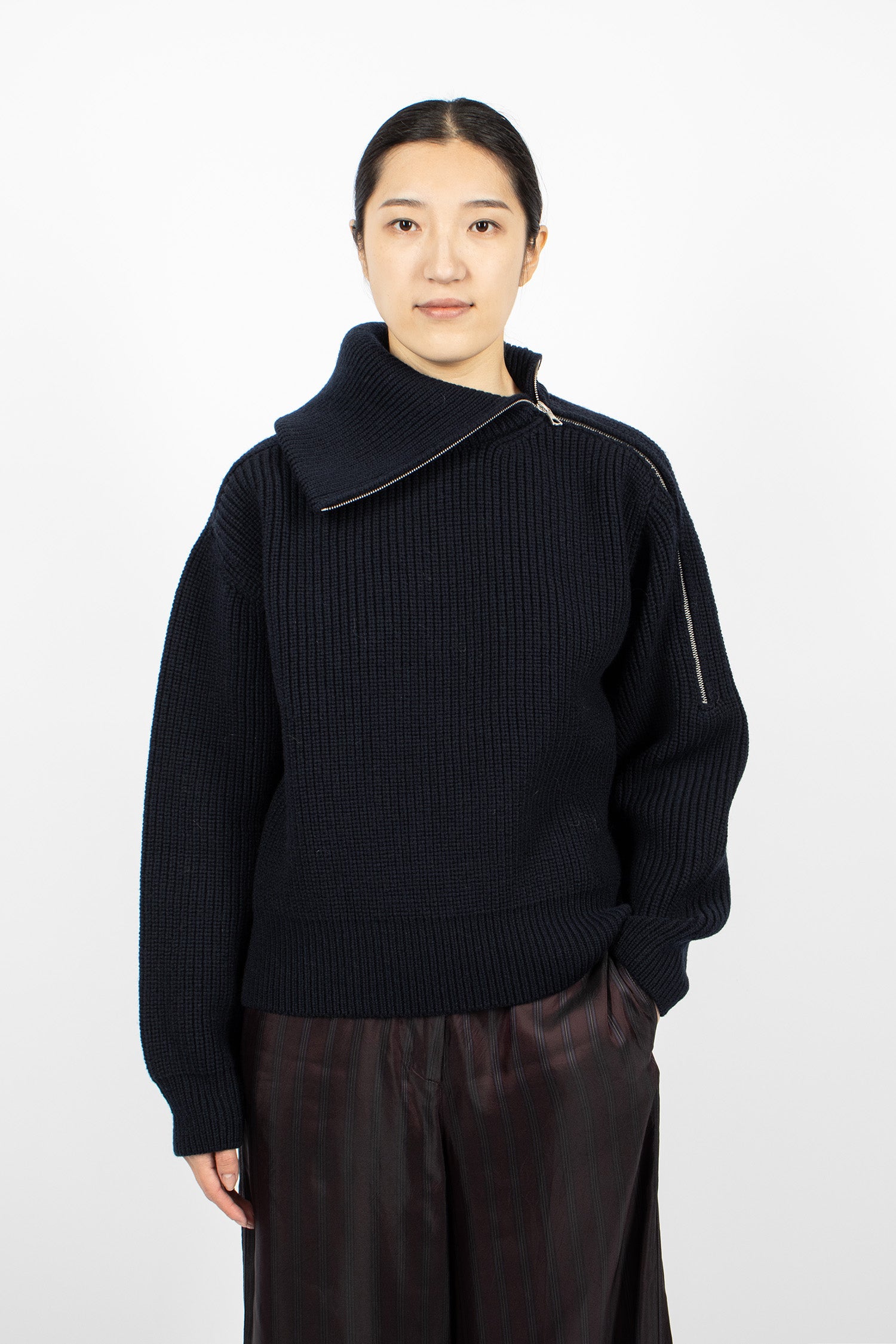 Zipped Wool Sweater Black