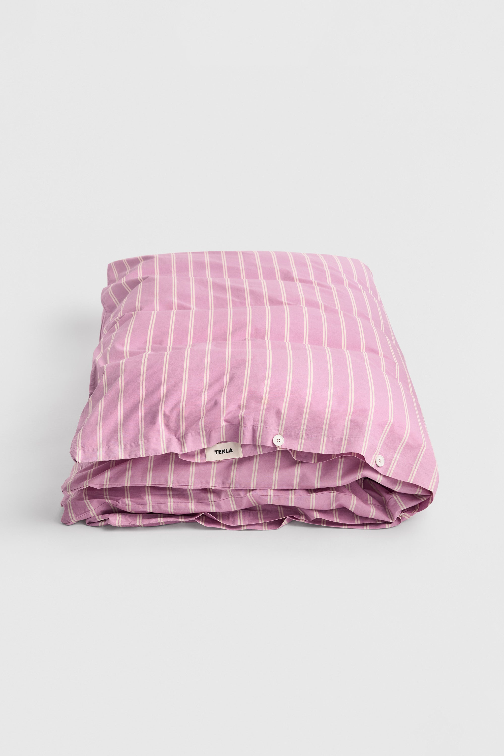 Percale Double Duvet Cover Mallow Pink Stripes