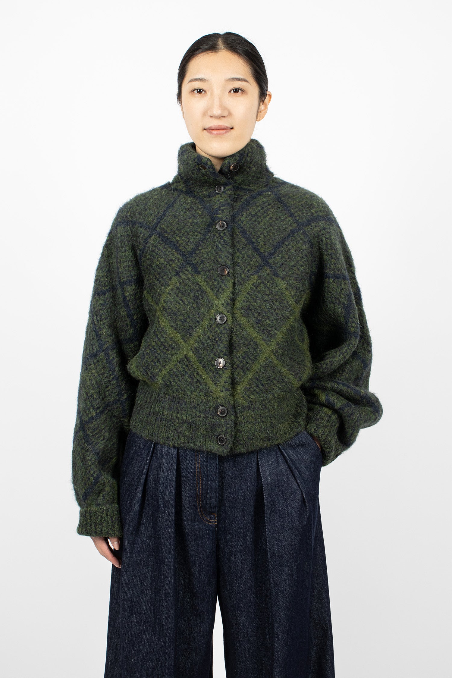 Alpaca Knit Cardigan Navy