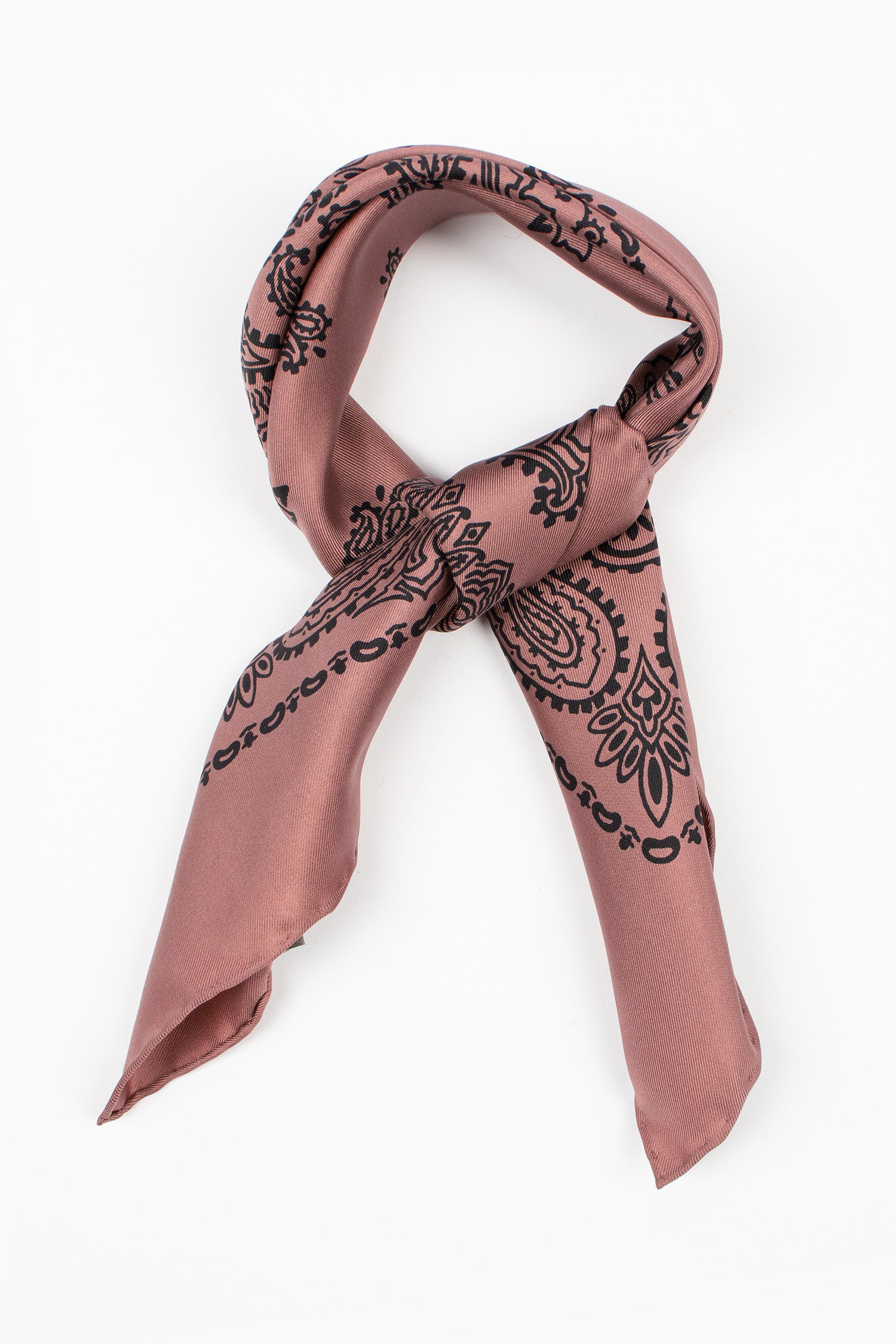 Paisley Silk Bandana Mineral Pink/Black