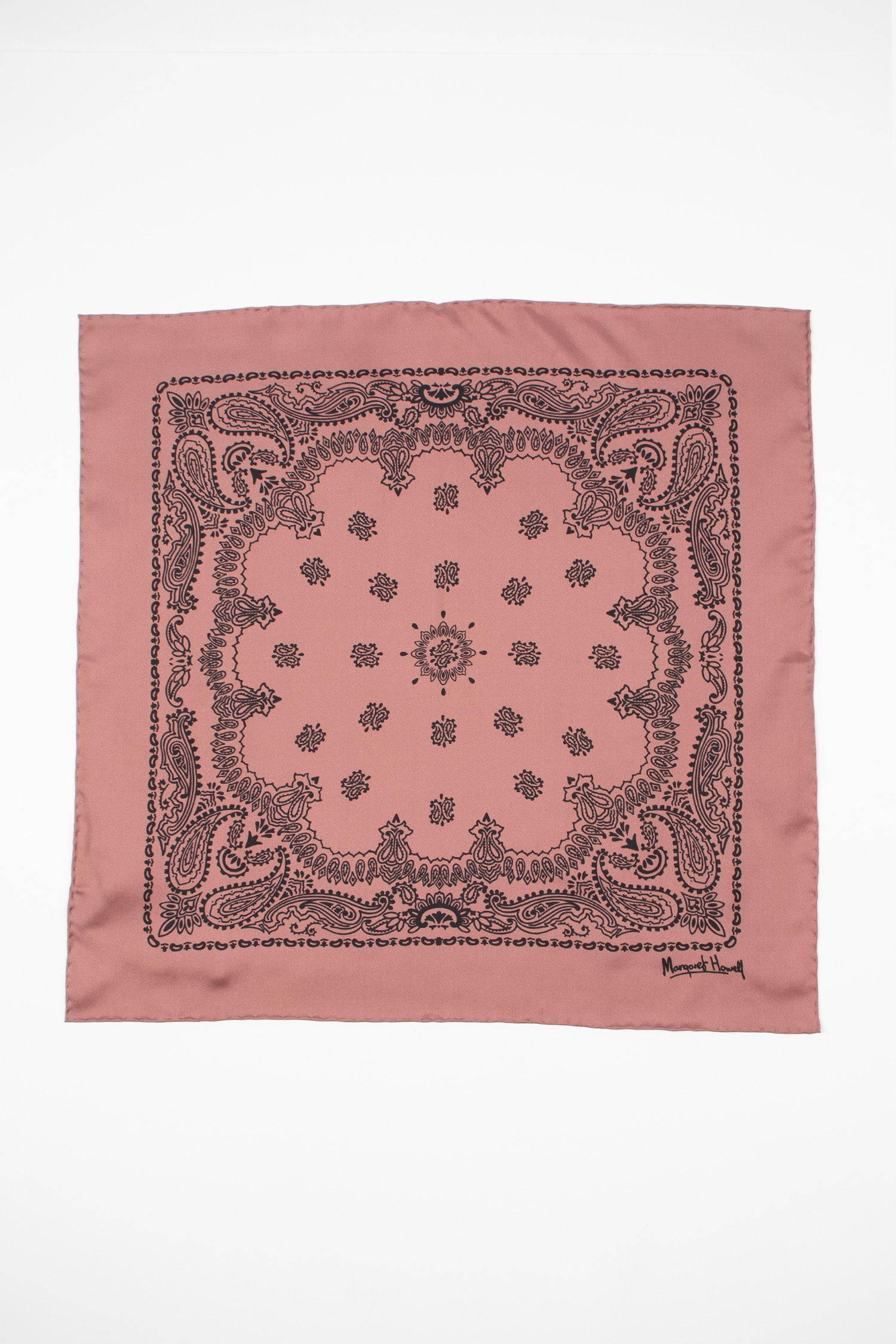 Paisley Silk Bandana Mineral Pink/Black