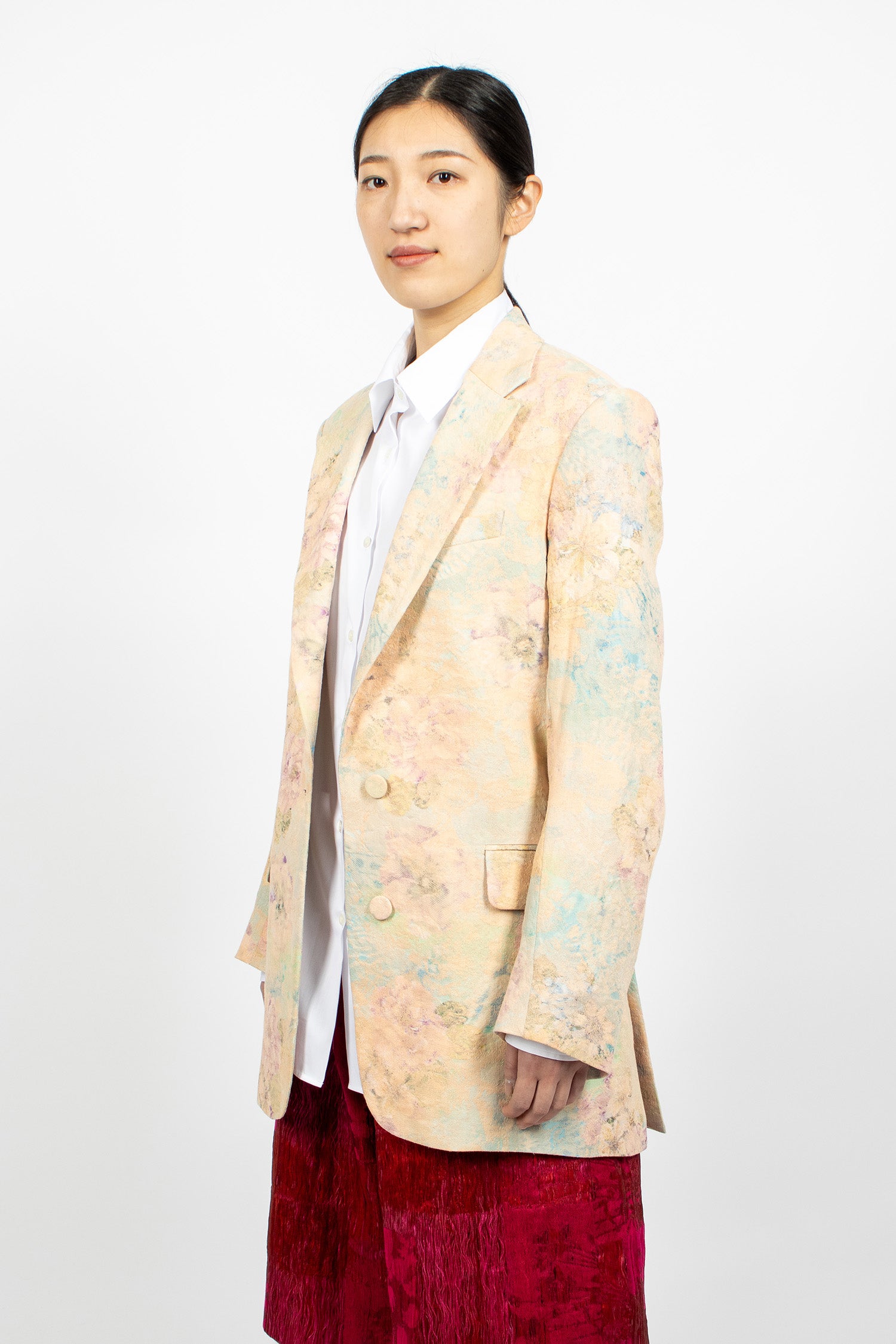 Jacquard Single-Breasted Blazer Light Pink