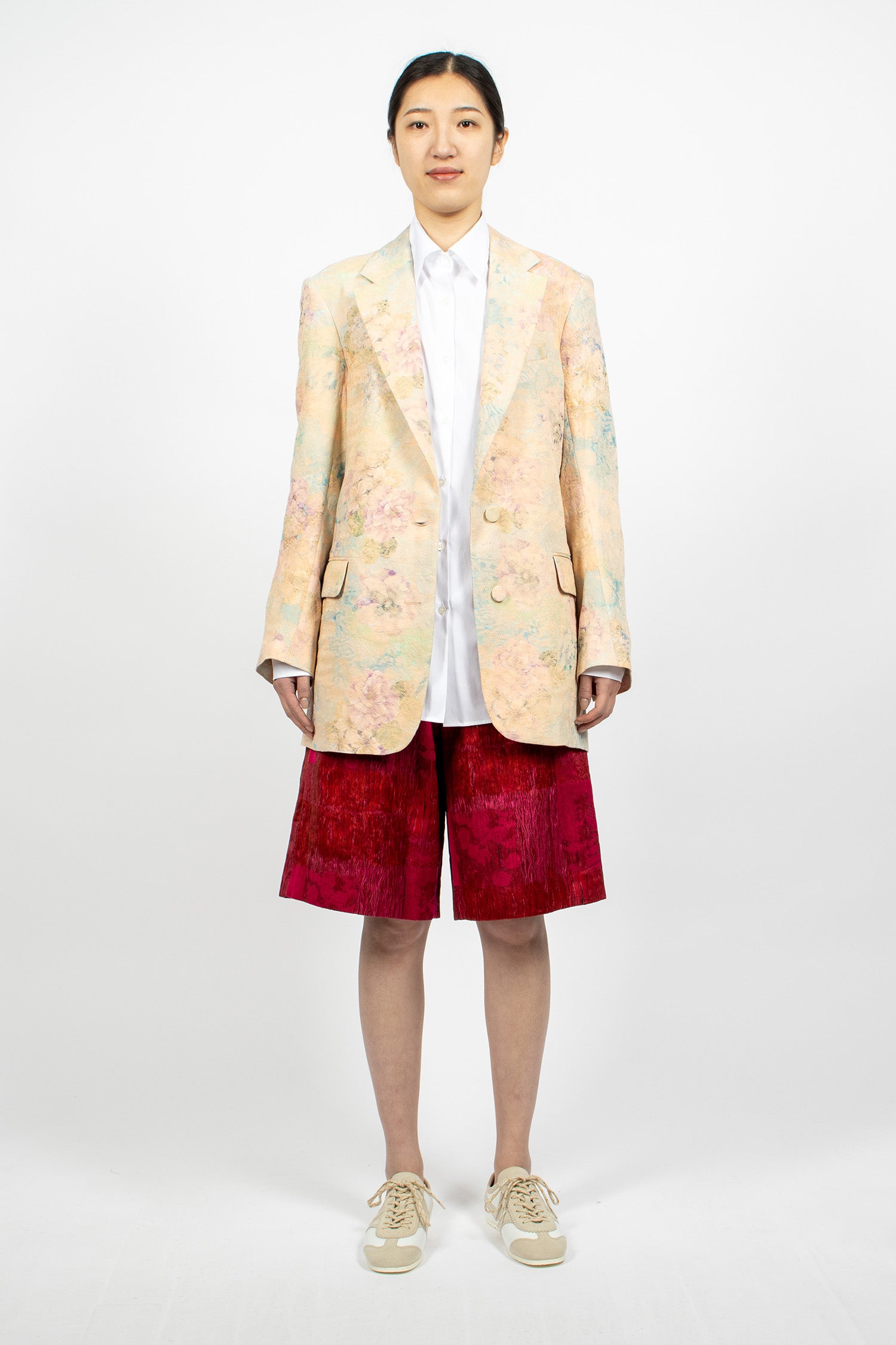 Jacquard Single-Breasted Blazer Light Pink