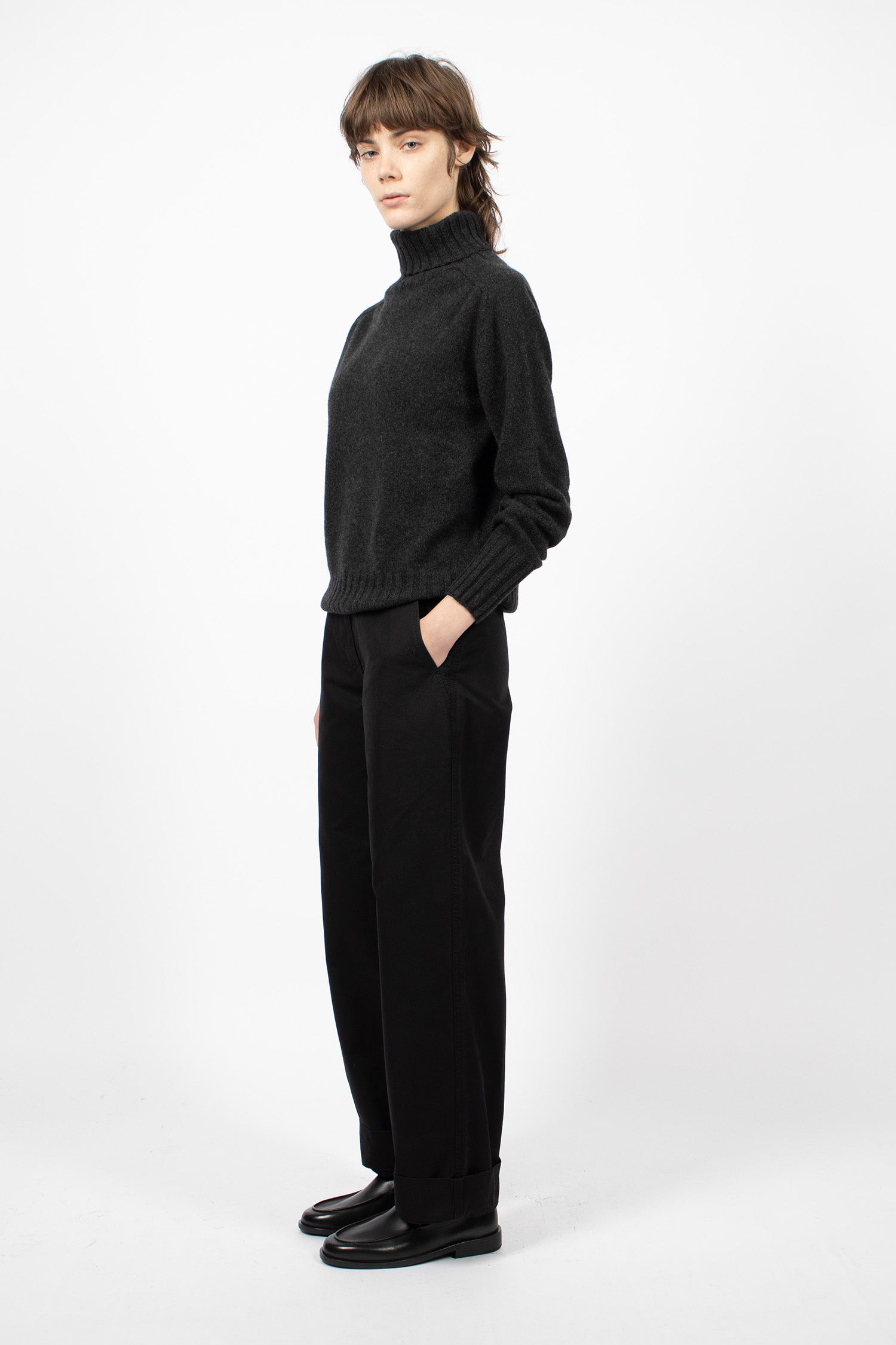 Slant Pocket Trousers Black