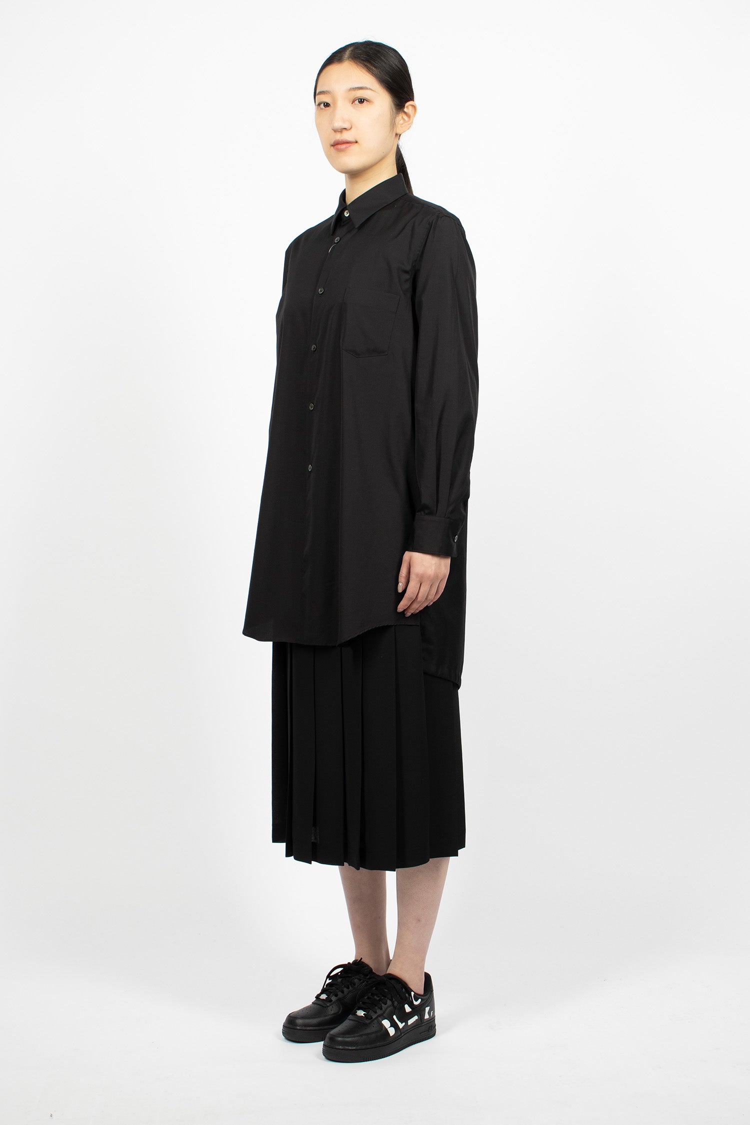 Drawstring Longline Shirt Black