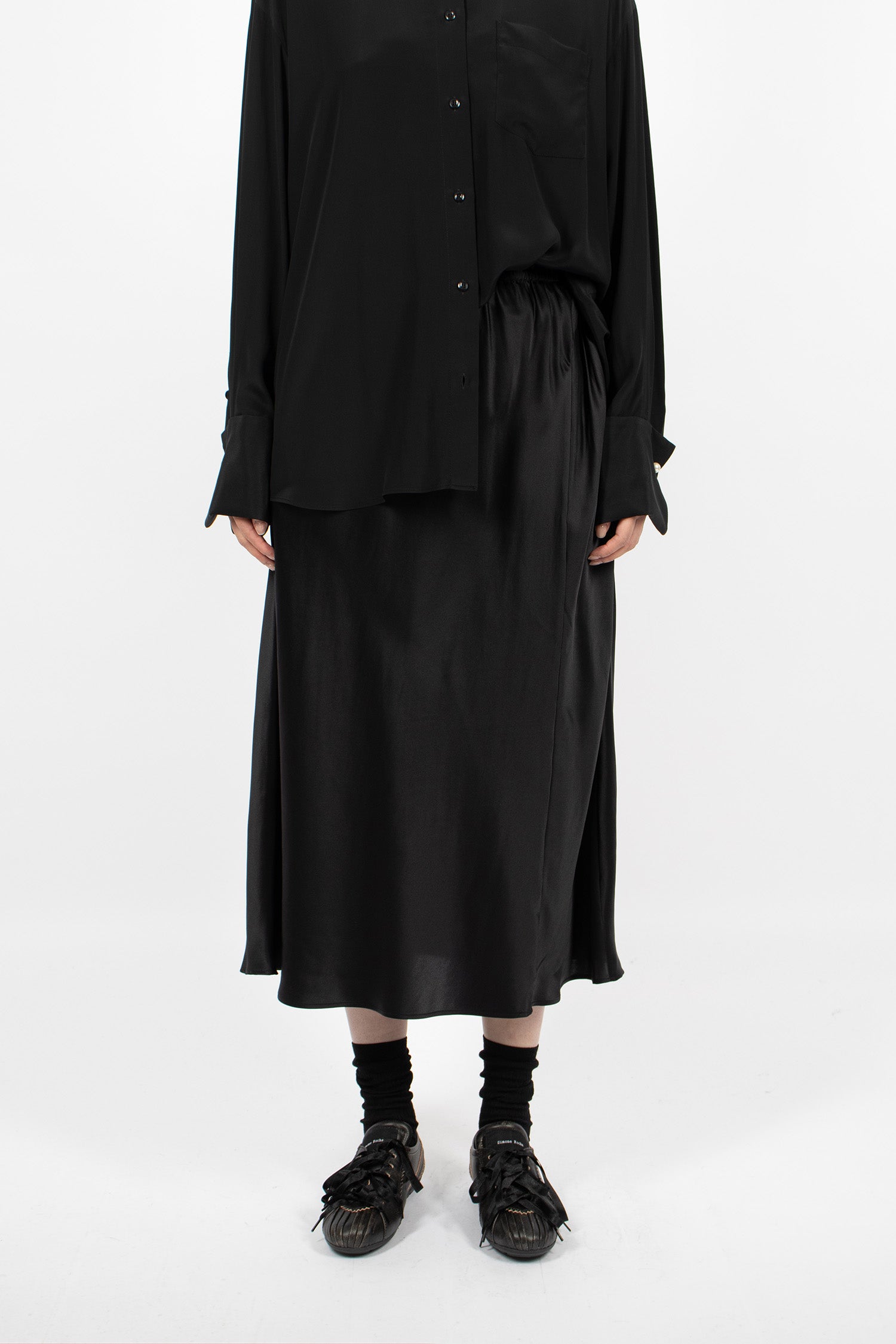 Single Hip Detail Easy Skirt Black