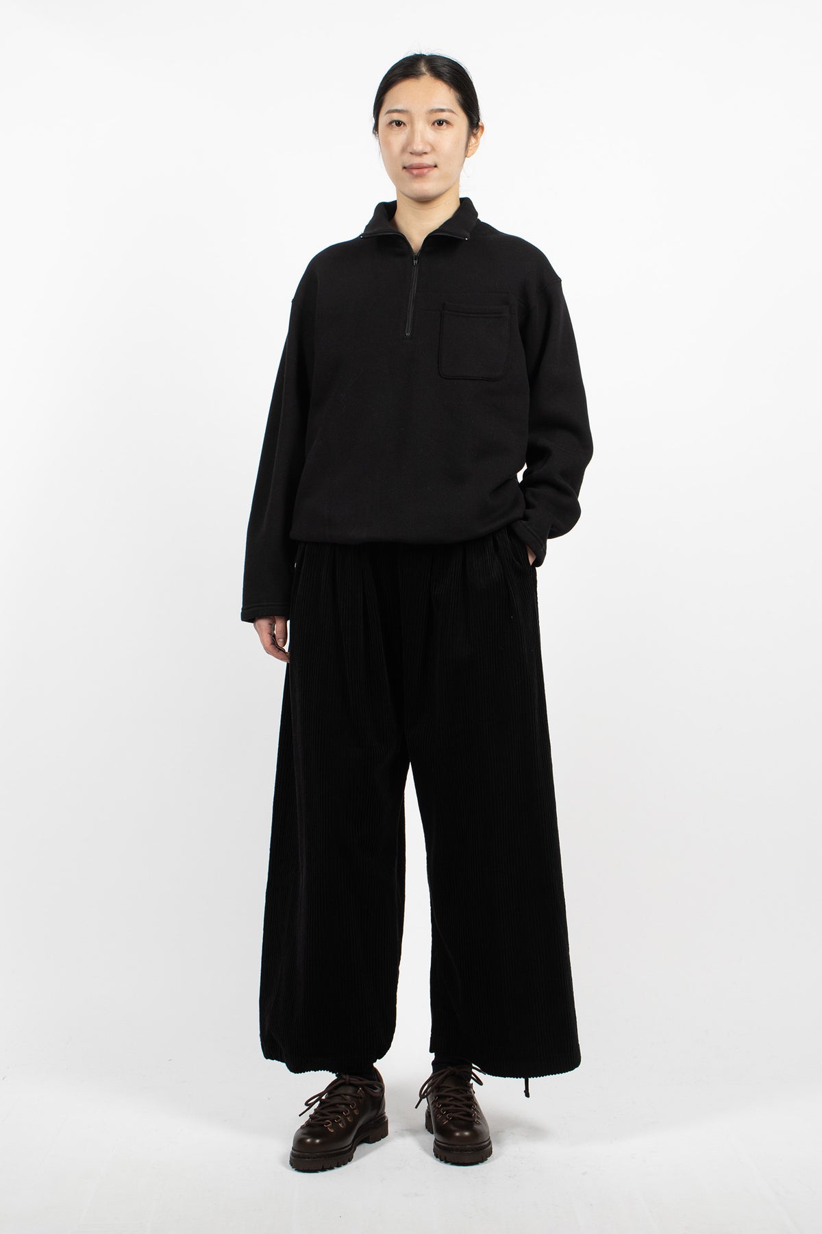 Zip Mock Neck Black