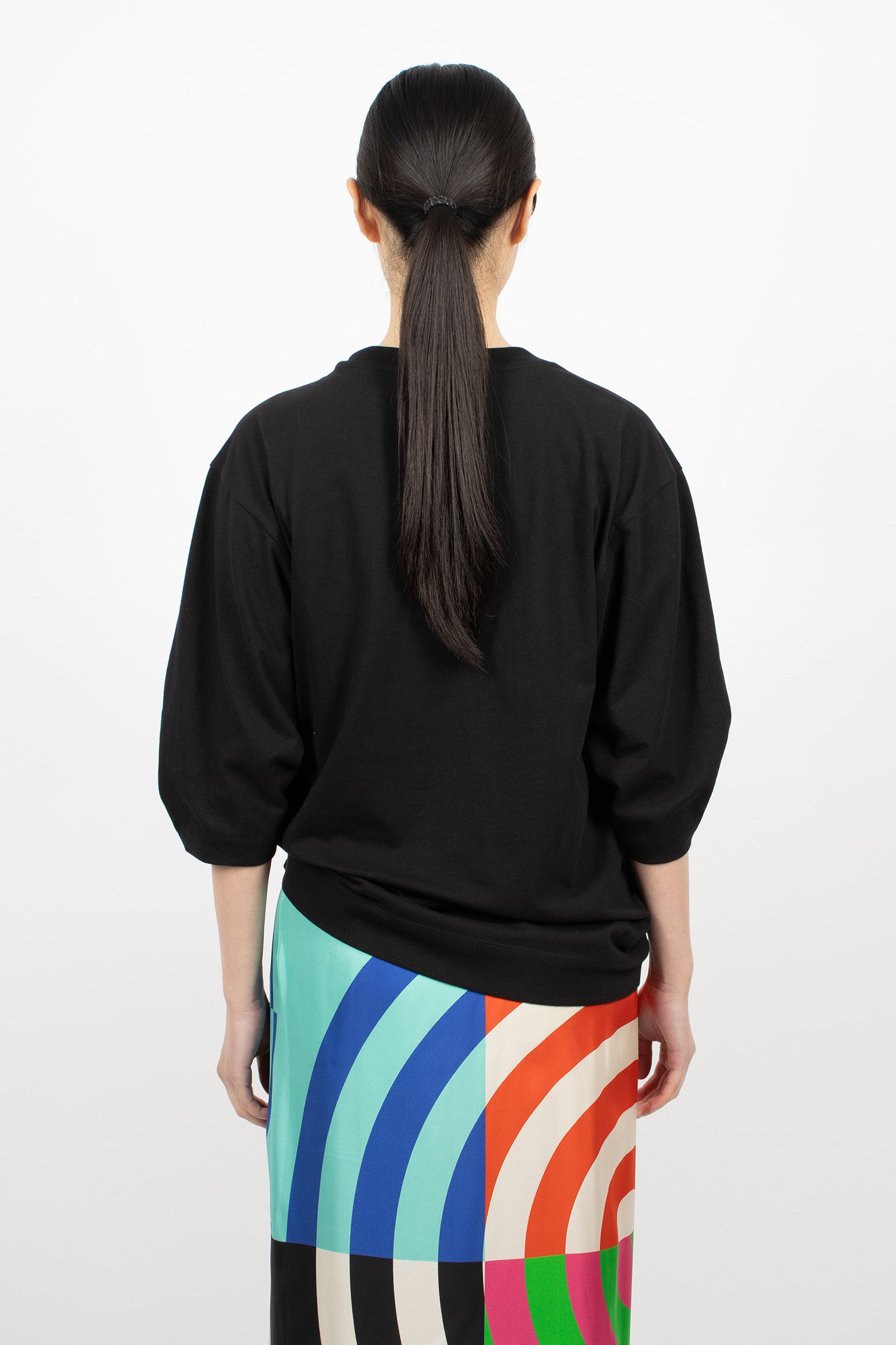 Gathered Jersey T-Shirt Black