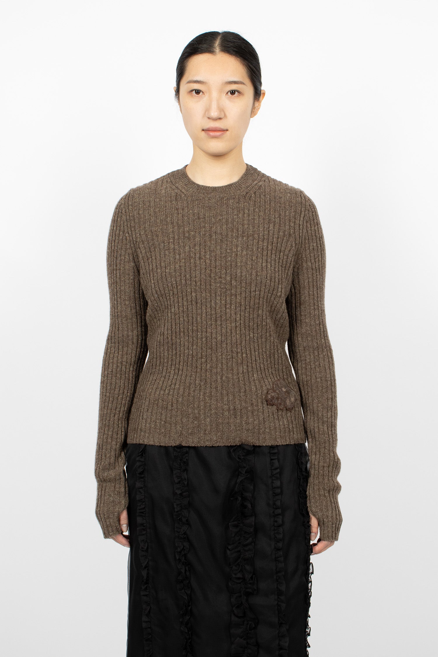 Blas Nordic Rib Knit Pullover Brown