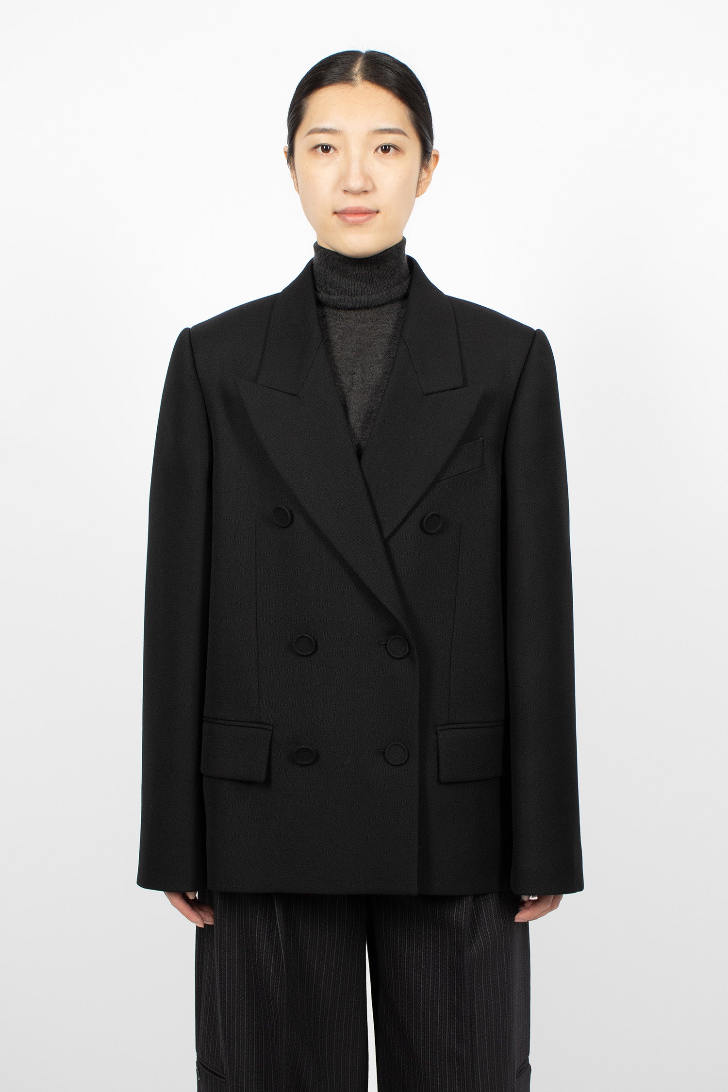 Double-Breasted Suit Jacket Black