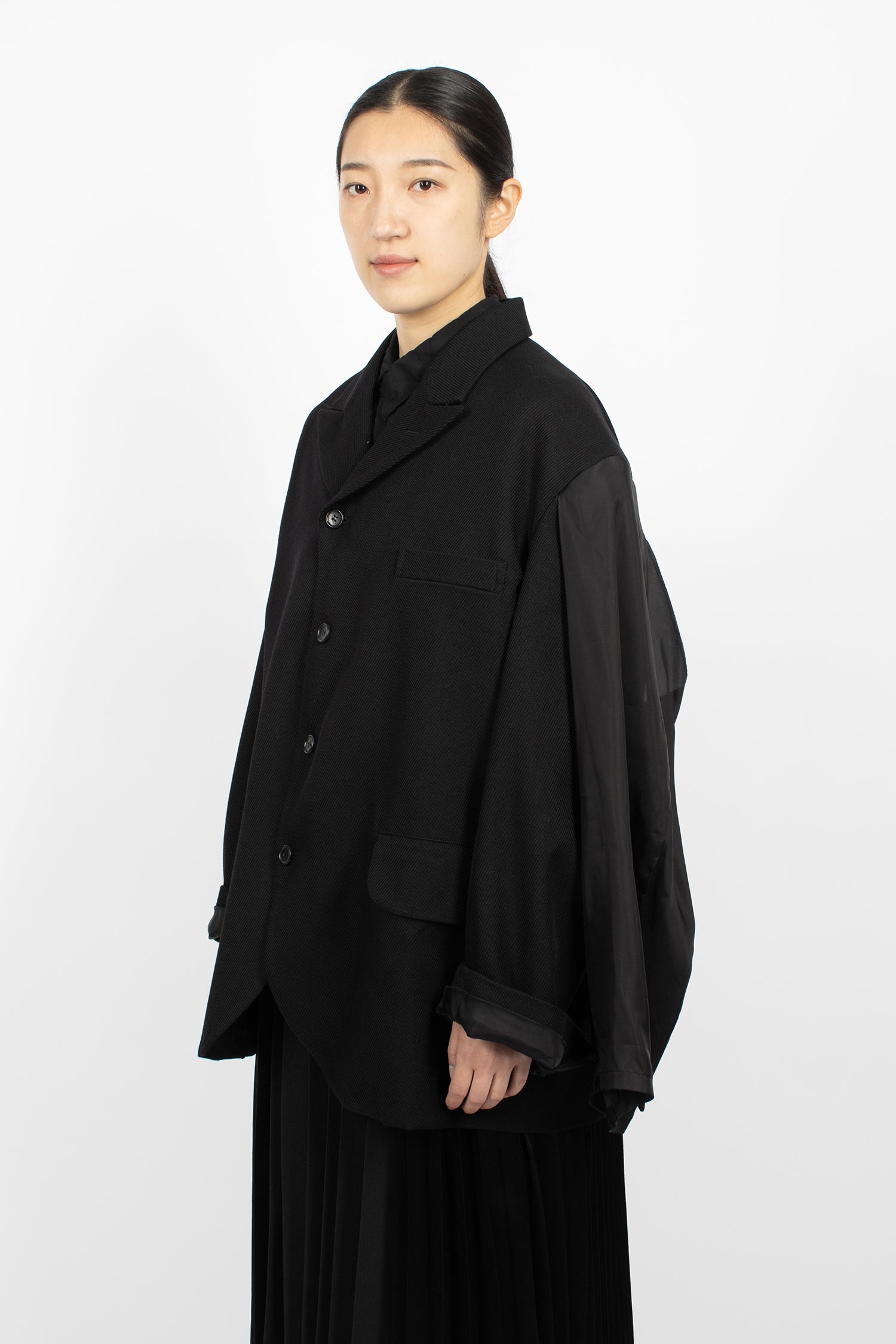 Double Sleeve Twill Jacket Black