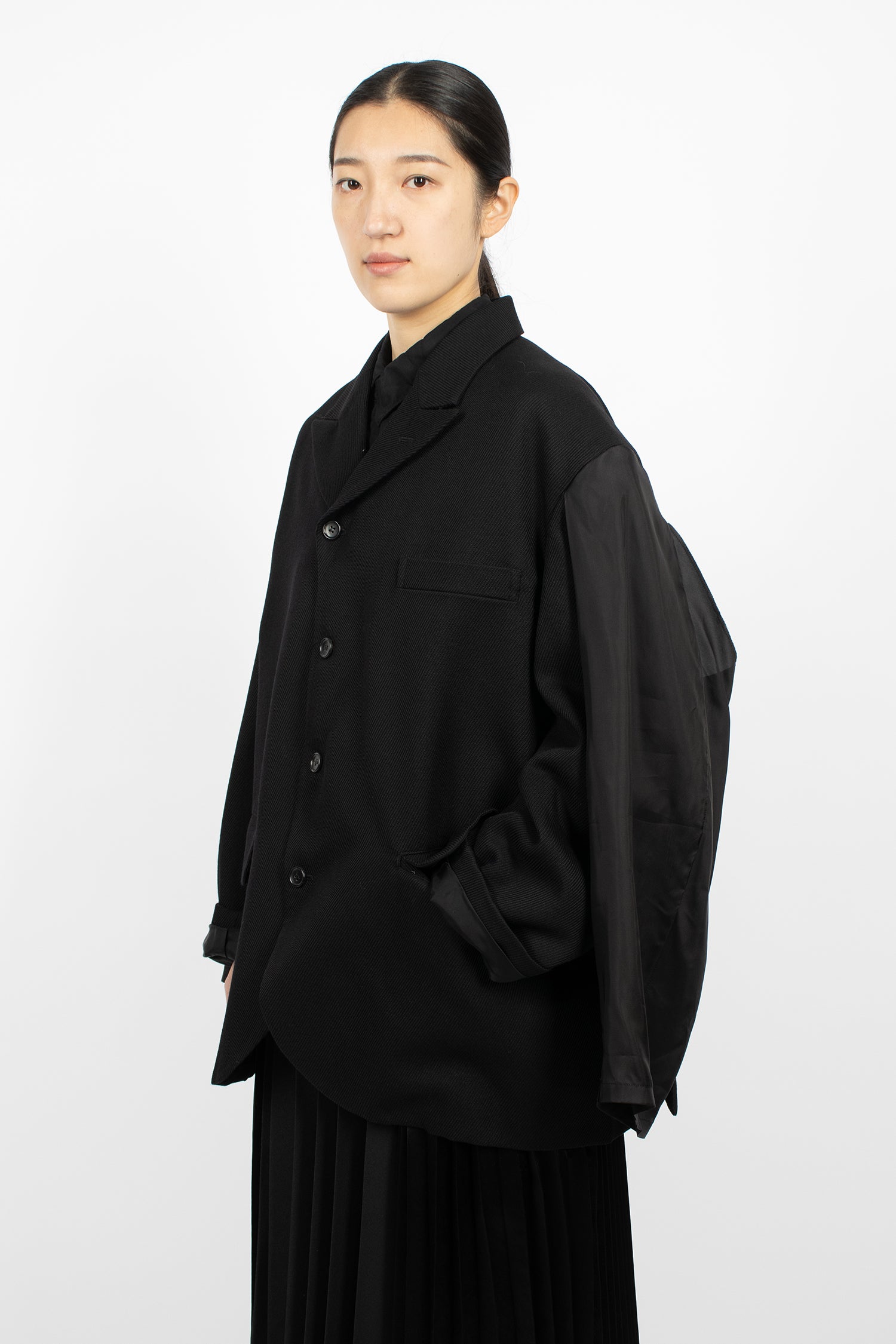 Double Sleeve Twill Jacket Black