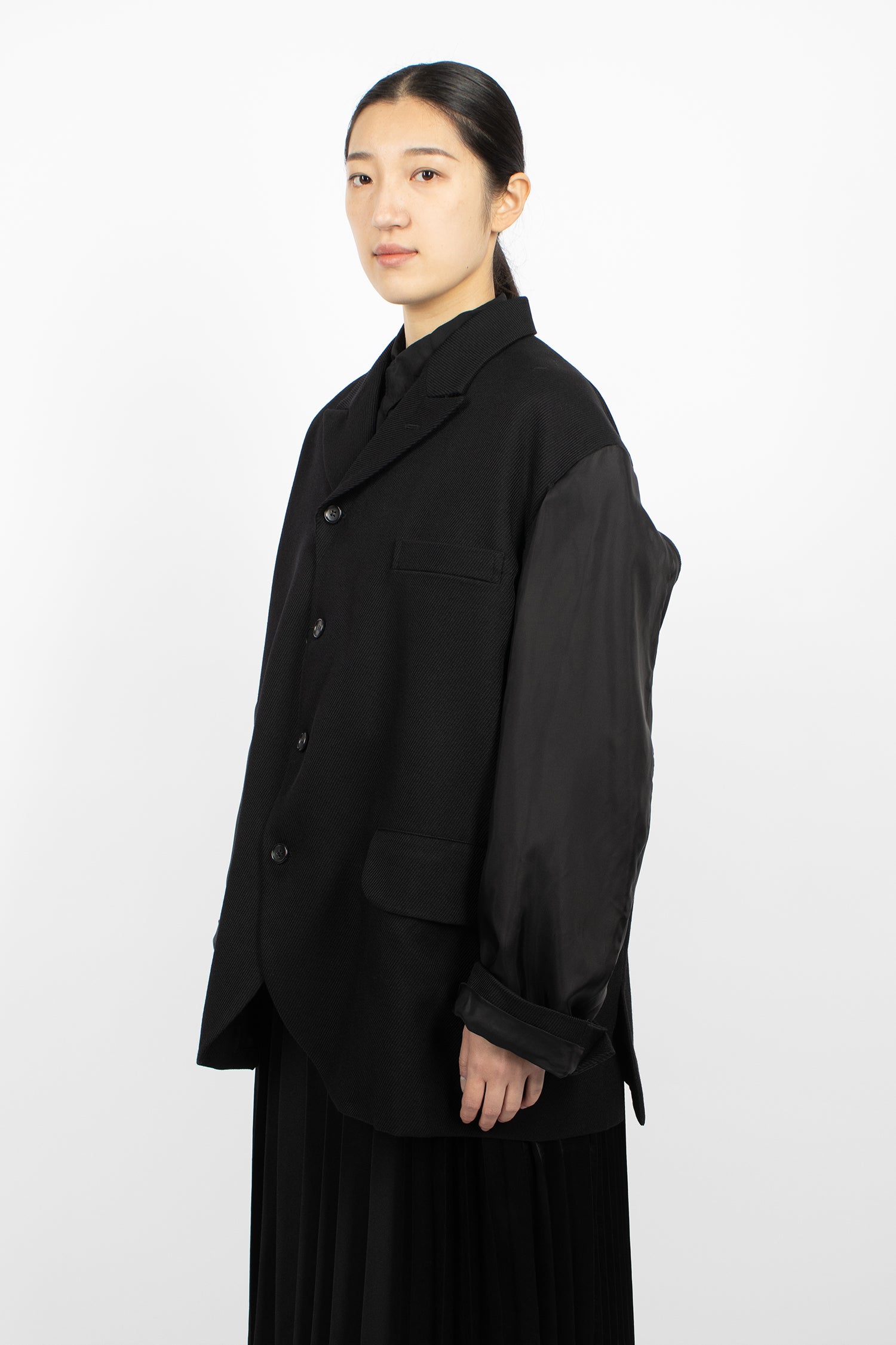 Double Sleeve Twill Jacket Black