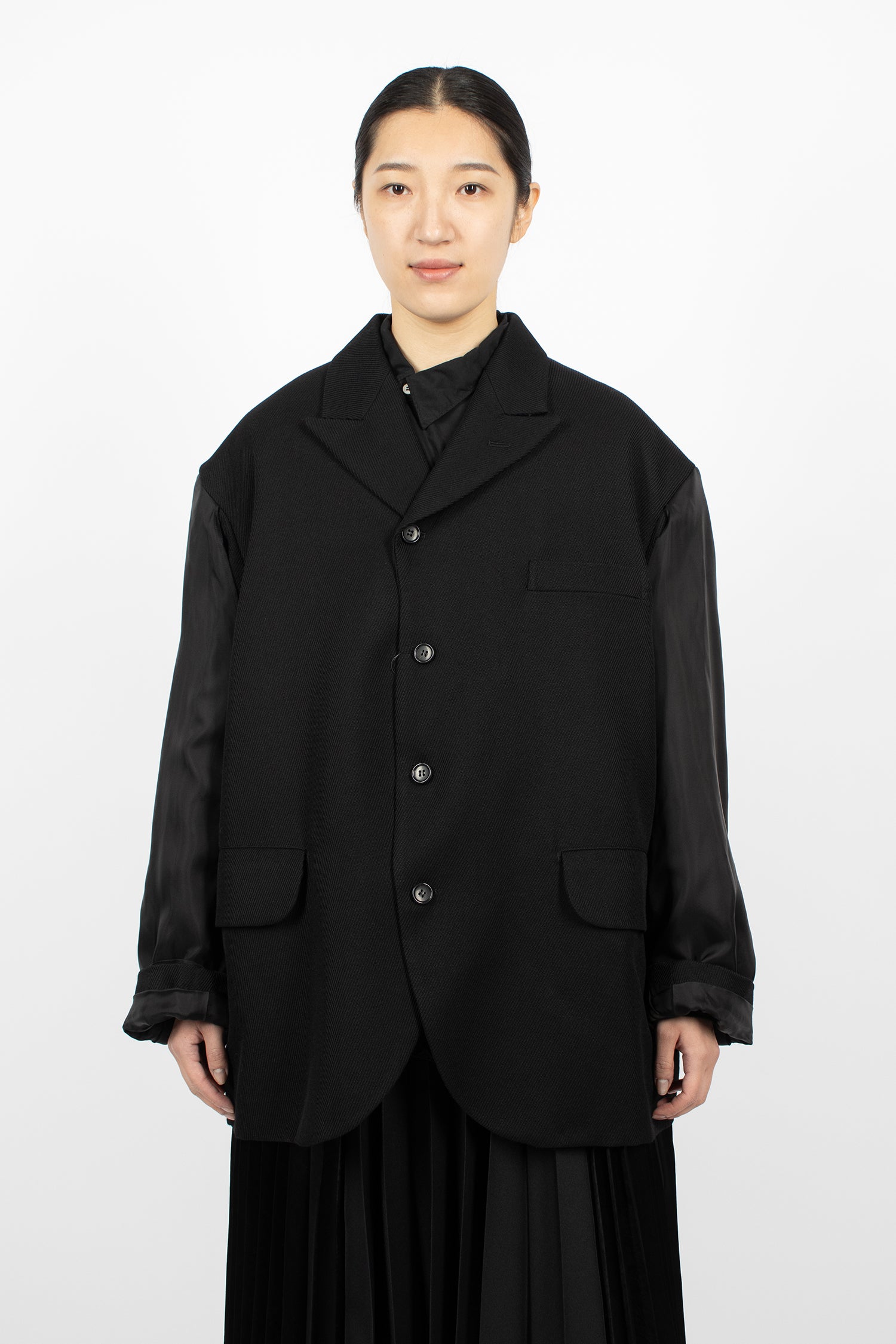 Double Sleeve Twill Jacket Black