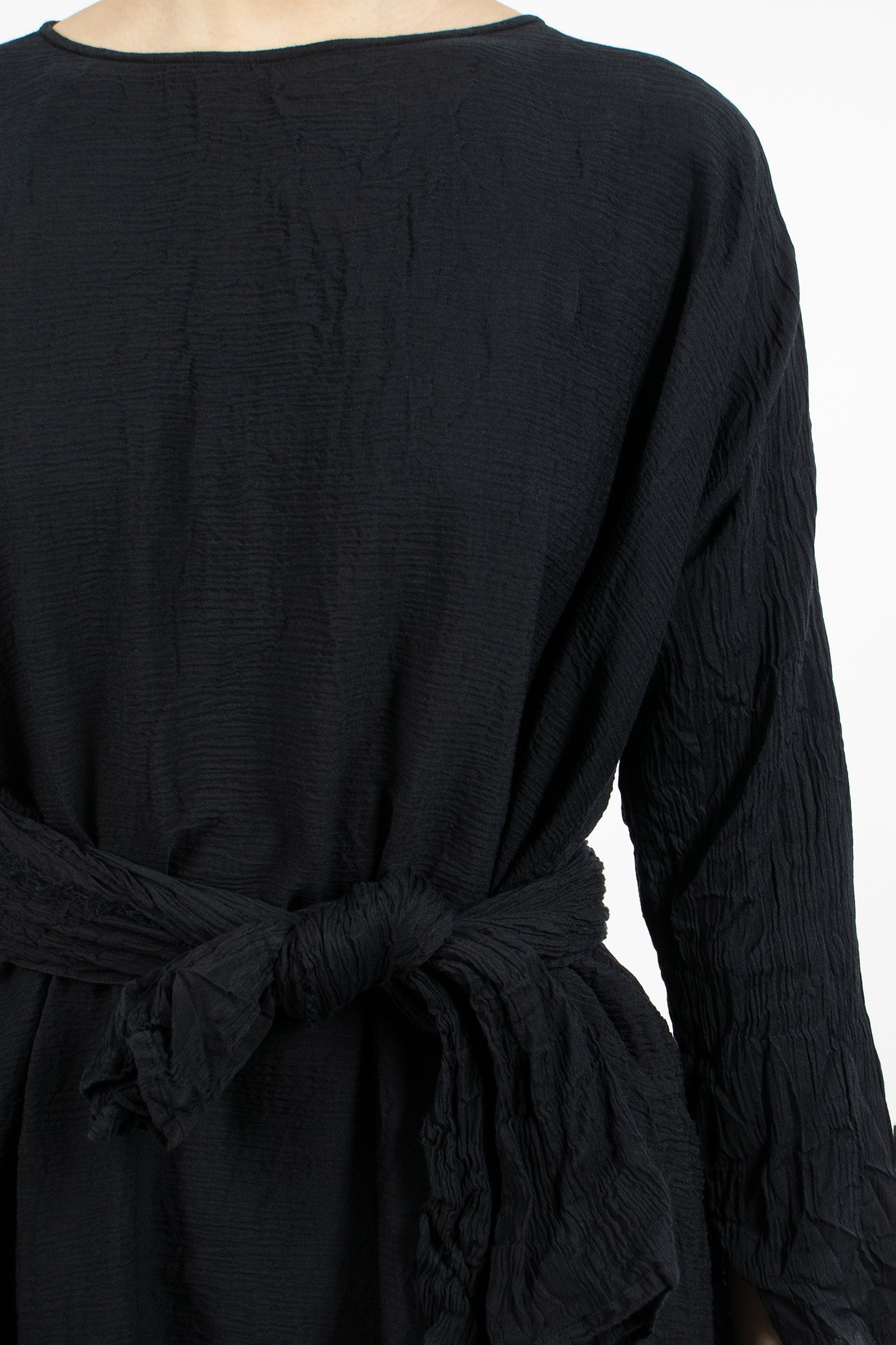 Washed Round Neck Dress Black