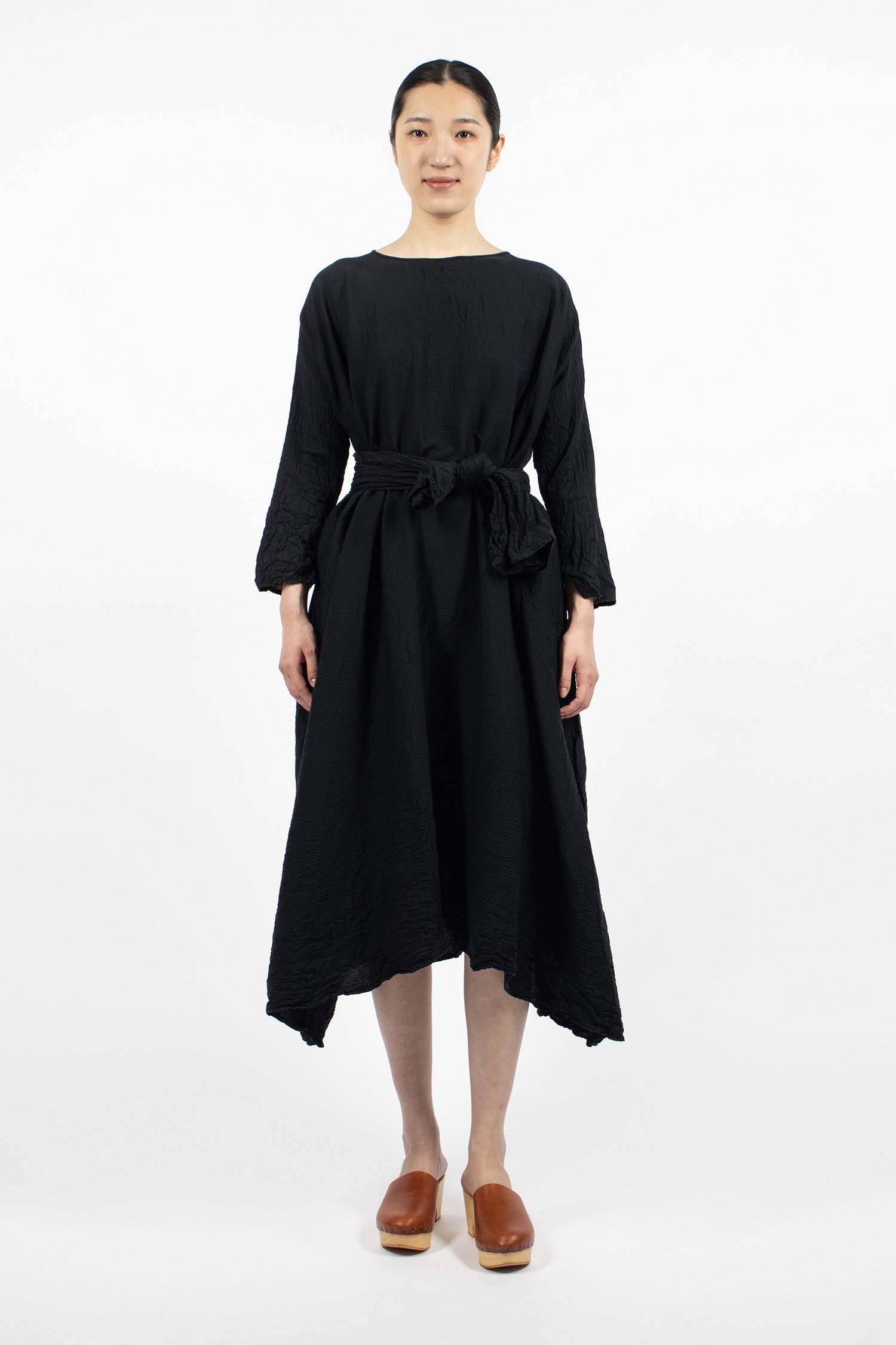 Washed Round Neck Dress Black