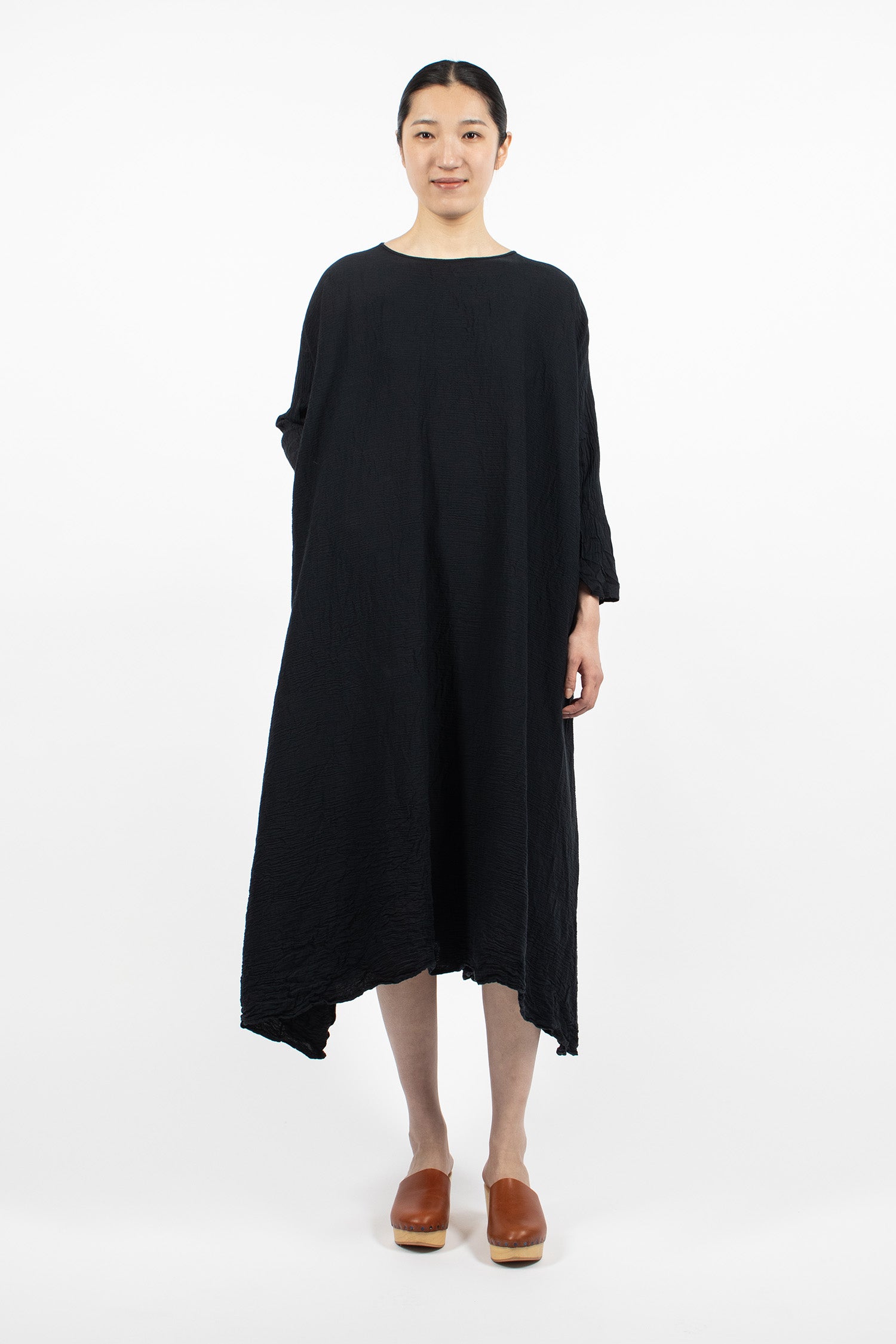 Washed Round Neck Dress Black